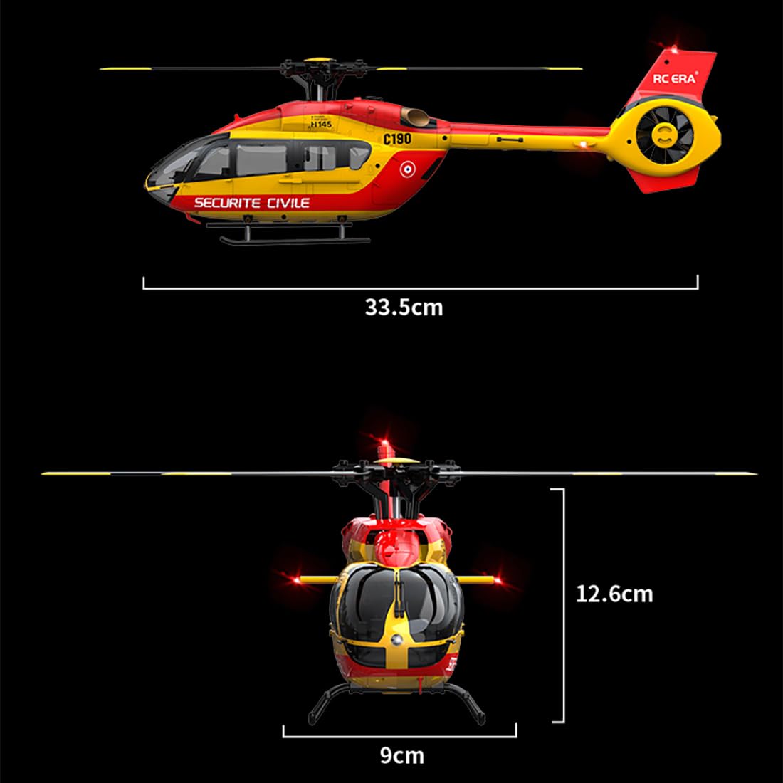 Ssccgym C190 H145 6CH Remote Control Helicopter Aircraft for Adults Beginners RC Heli Single Rotor No Ailerons Maintain Altitude Hover/Optical Flow Positioning RTF 335MM (Yellow 2-Battery)