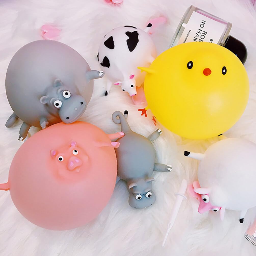 NUOBESTY 5Pcs Blowing Animals Toy Inflatable Balloon Squeeze Ball Kids Party Balloons Easter Gift Random Style