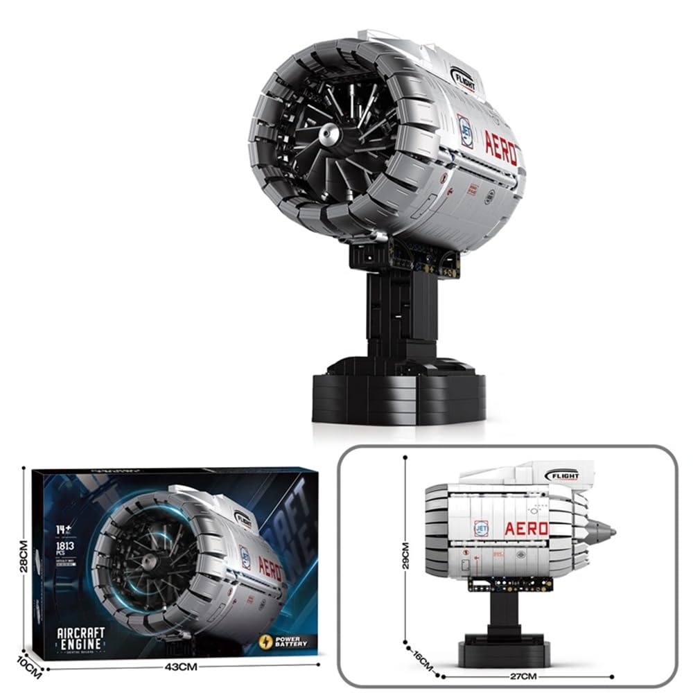 Falagil Aircraft Turbofan Engine Building Blocks Set for Adults - Powered Model with Motor, STEM Engineering Toy, Gifts for Builders (1786 Piece)