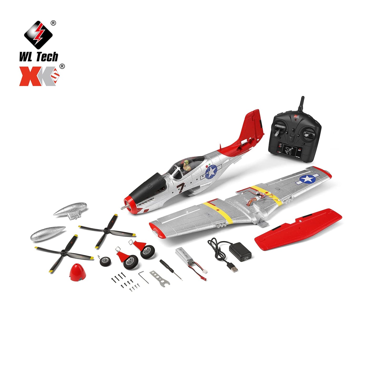 GoolRC WLtoys XK A280 RC Airplane, 2.4GHz 4 Channel Brushless Remote Control Plane for Adults, RC Aircraft Fighter with 6-Axis Gyro, 3D/6G Mode and LED Searchlight, Easy to Fly for Beginners