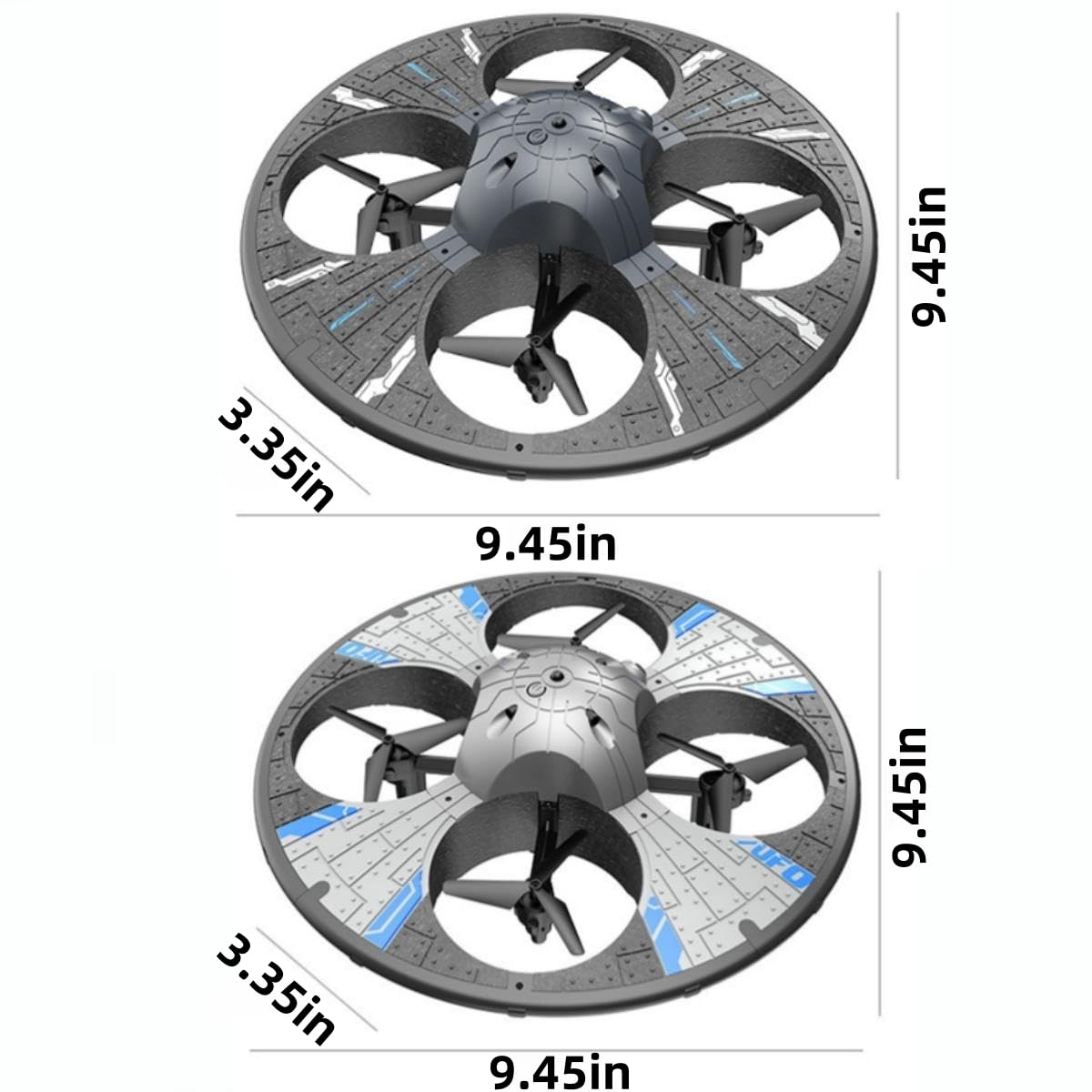 Round Foam RC UFO Drone with Camera, Multi-Color LED Lights (Color Switching), 360° Flips, Speed Adjustment, Beginner-Friendly FPV Quadcopter Airplane (Silvery)