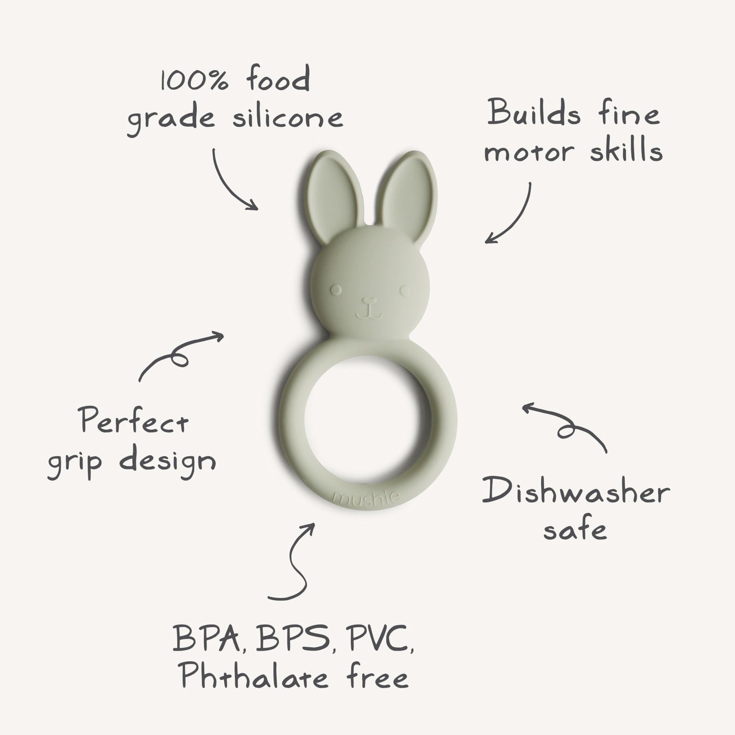 mushie Silicone Baby Teether Toy | Bunny