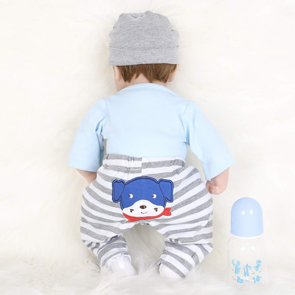 ENADOLL Reborn Baby Doll Realistic Silicone Vinyl Baby Blue Dog Boy 16 inch Weighted Soft Body Lifelike Doll Gift Set for Ages 3+