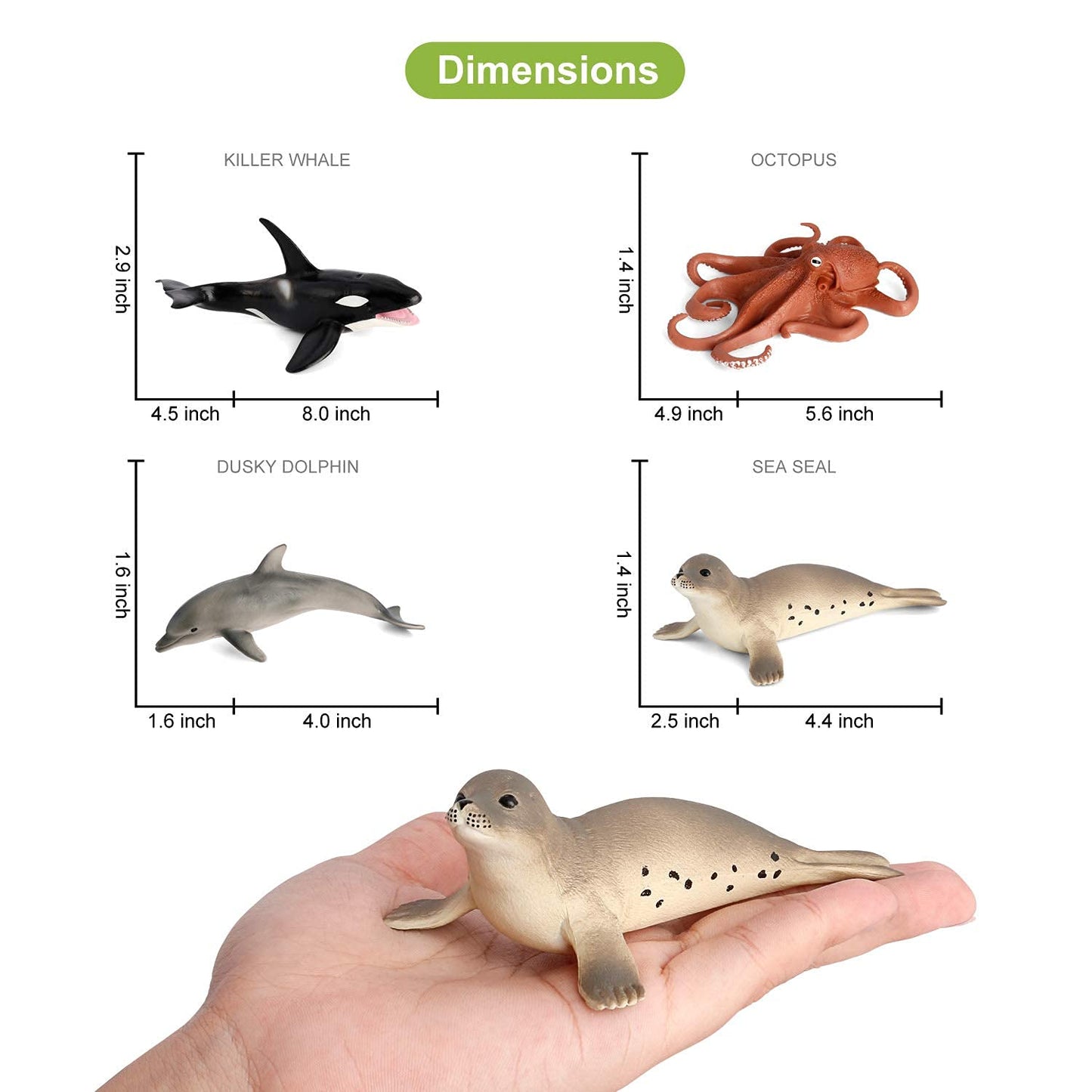 Volnau Sea Creature Toys Figures 8PCS Antarctica Ocean Animals Figurines for Toddlers Kids Christmas Decoration Fish Gift Plastic Preschool Pack and Bath Penguin Killer Whale Set