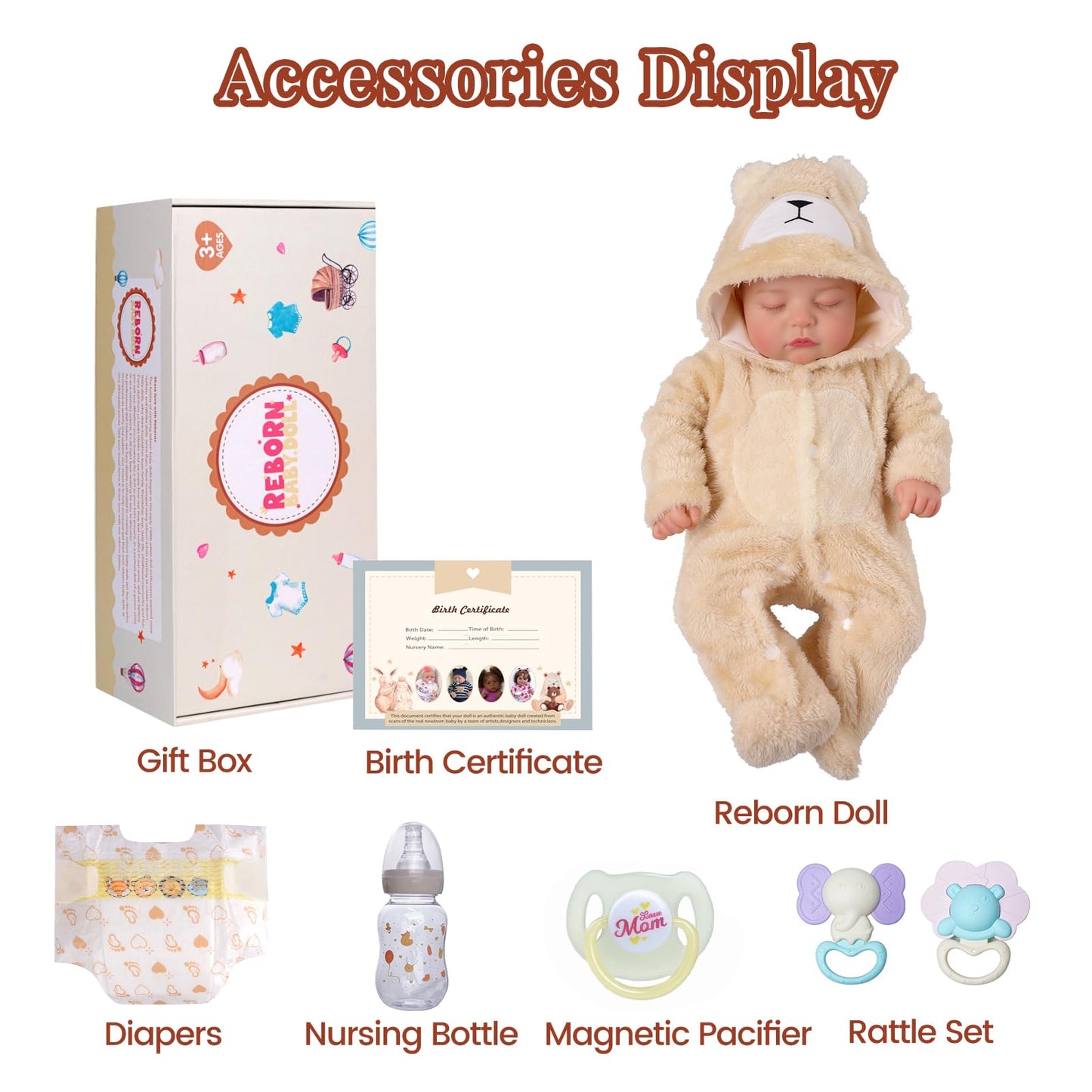 BABESIDE 20 Inch Reborn Baby Dolls, Sleeping Realistic Newborn Baby Doll, Lifelike Soft Body Real Life Doll with Accessories, Gift for Kids Age 3+ & Collectors