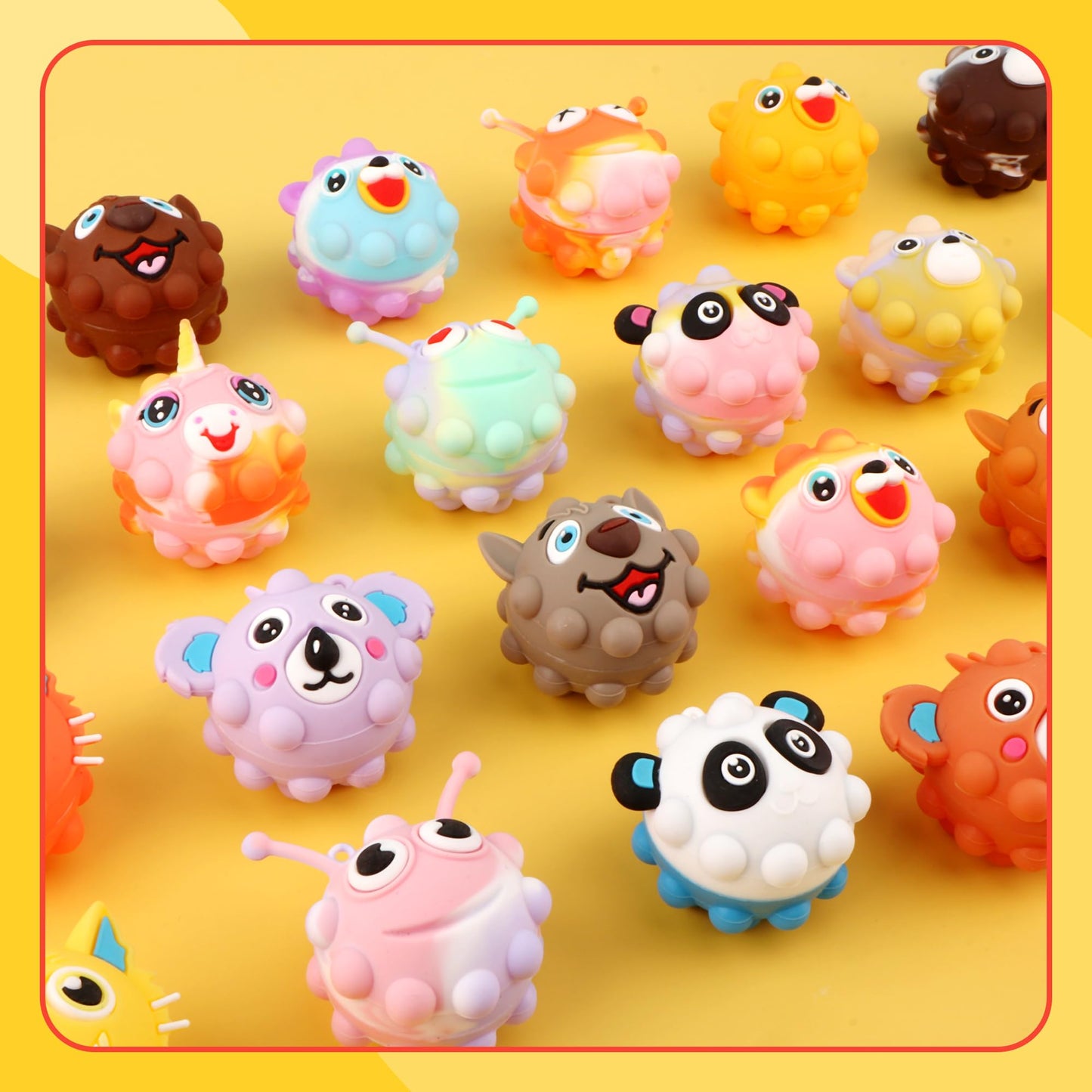 KissFree 24 PACK Animal Pop Balls Party Favors for Kids, 3D Pop Fidget Balls Toys Bulk, Gifts for Boys & Girls, Goodie Bag Stuffers, Pinata Stuffers, Treasure Box Toys, Prizes for Kids