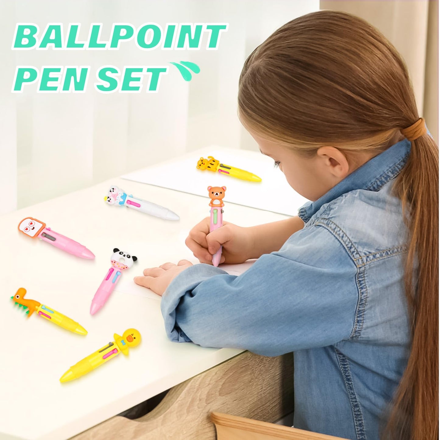 LUYI 30 Pcs Mini Multicolor Pens in One 4-in-1 Fun Cute Animals Pens Bulk for Kids, Retractable Kawaii Cool Cartoon Ballpoint Pens for Birthdays Office School Supplies Gifts