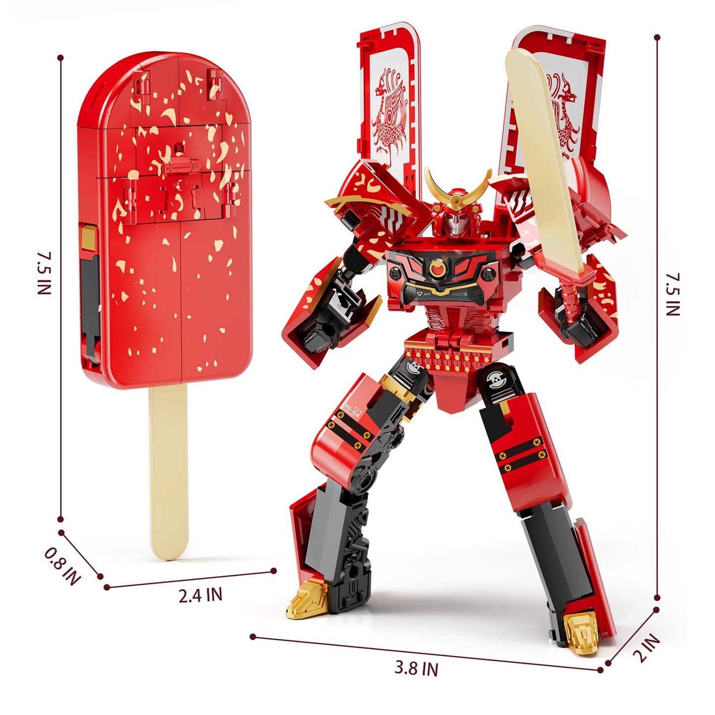 BOZOBO Ice Cream Transforming Toy, 2 in 1 Popsicle Transform into Robot Action Figure, DIY Transformation Figure Toys for Kids & Adults Action Figures for Boys Party Favors Gift (Brown)