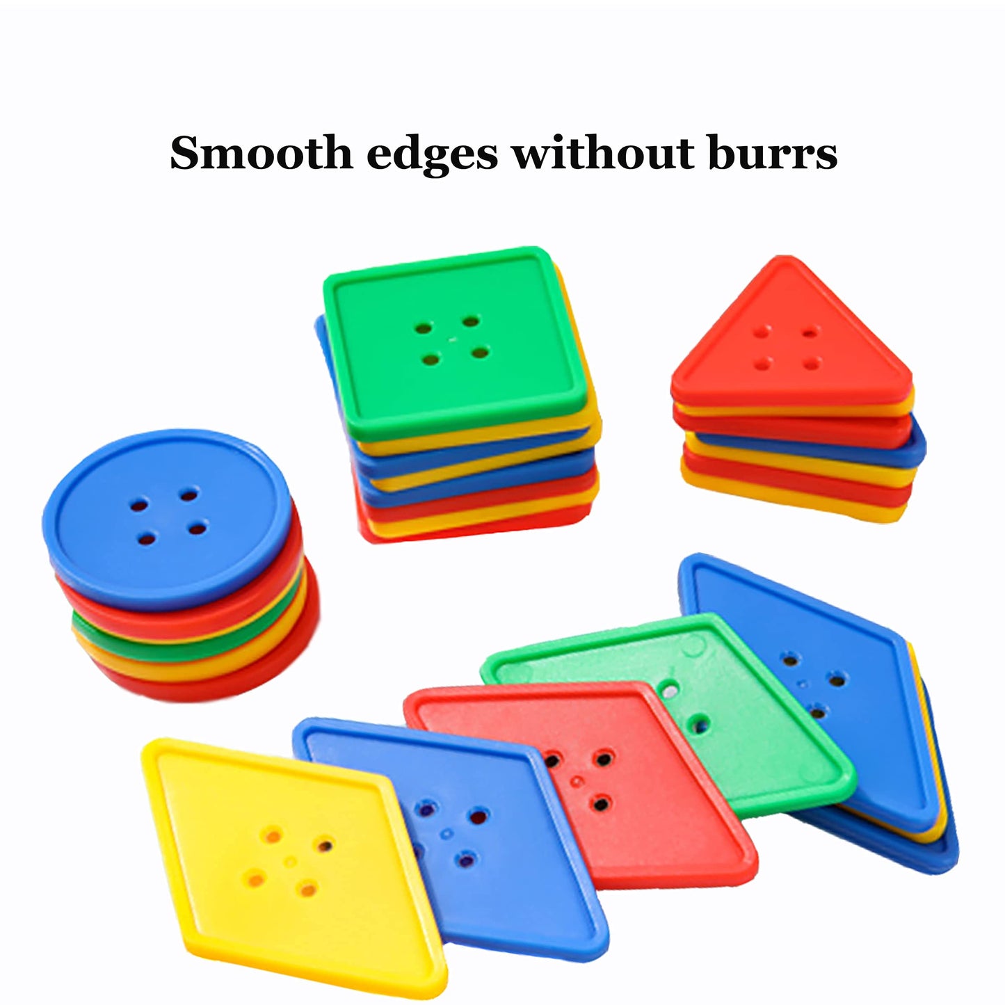 70 Pcs Montessori Lacing Threading Toy - Geometric Shaped Large Beads for Kids Crafts, Preschool Activities and Daycare Toys - Autism Learning Materials and Fine Motor Skills Toys for 3 4 5 6 Year Old