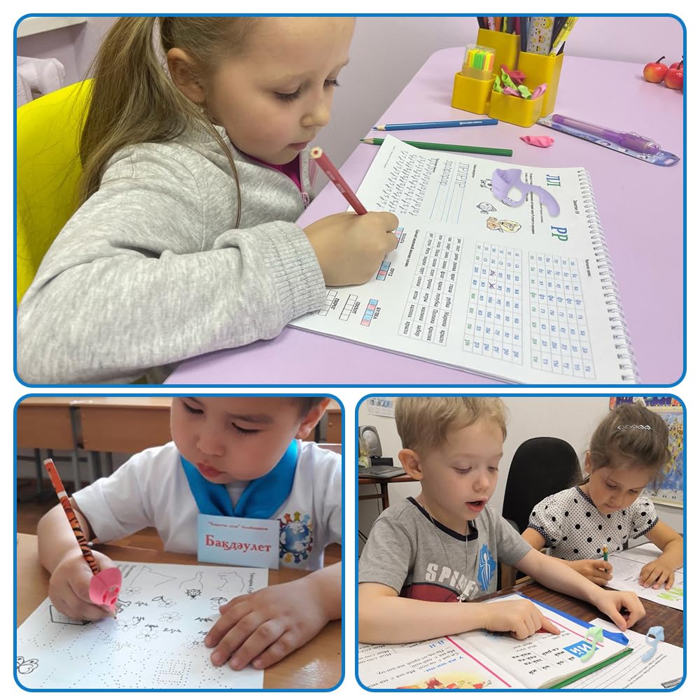 Grips for Pencil for Kids Handwriting, 8 Pcs Pen Grips, Ergonomic Pencil Grippers Holder for Kids, Writing Posture Correction with Cushion for Toddlers, Adults, Preschooler, Special Education Supplies