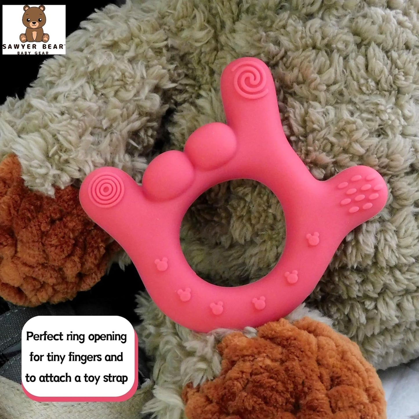 Set of 3 I Love You Silicone Hand Teether, Teethers for Babies 3-6 Months, Soft Teething Toys 6-12 Months bpa Free, Massaging Teething Relief
