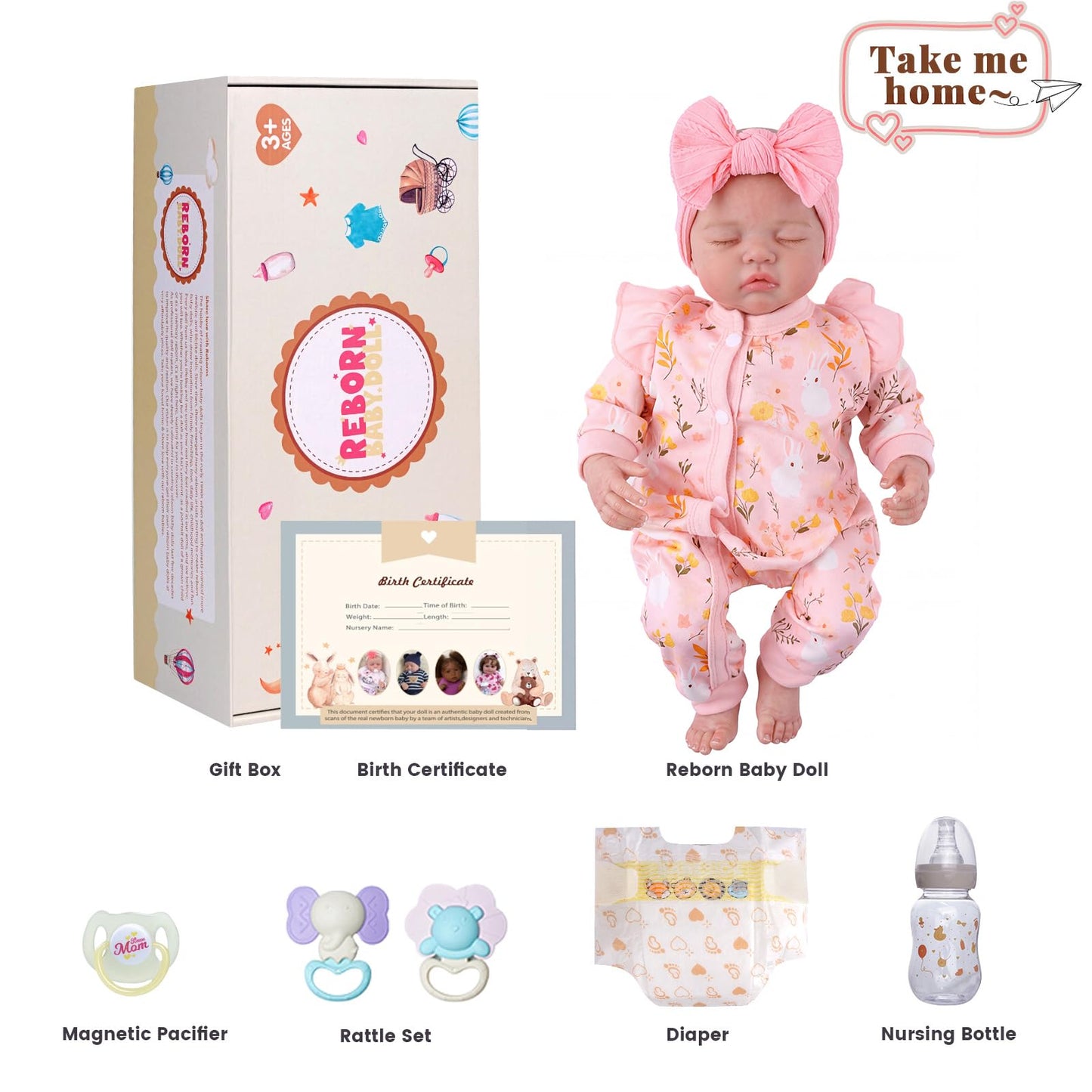 BABESIDE Lifelike Reborn Baby Dolls Girl - 20 Inch Realistic Newborn Baby Doll with Poseable Body, Real Life Baby Dolls with Accessories for 3+ Year Old Girls Gifts, Pretend Play, Collection