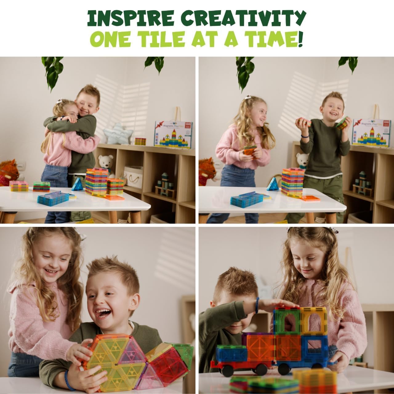 Little Vo Magnetic Tiles 150 PCS with 2 Cars Bases, STEM Magnet Building Tiles for Kids Ages 3-12, Educational Building Magnets Toys, Creative Construction, Preschool Learning & Play for Childs