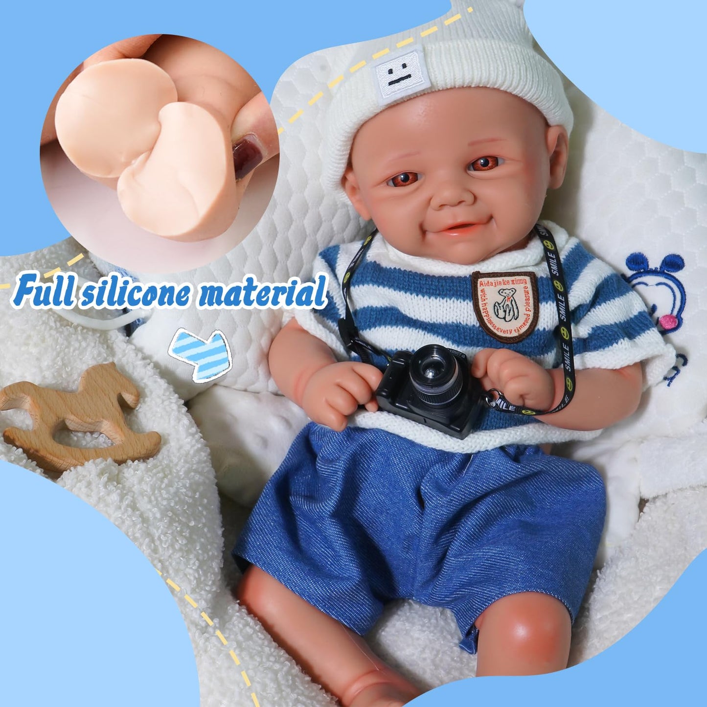 Maletofe Realistic Reborn Baby Doll, 17 Inch Silicone Baby Doll Girl, Full Body for Boys and Girls, Clothing Accessories Included, Kids Gift Set (Itian - Nude)