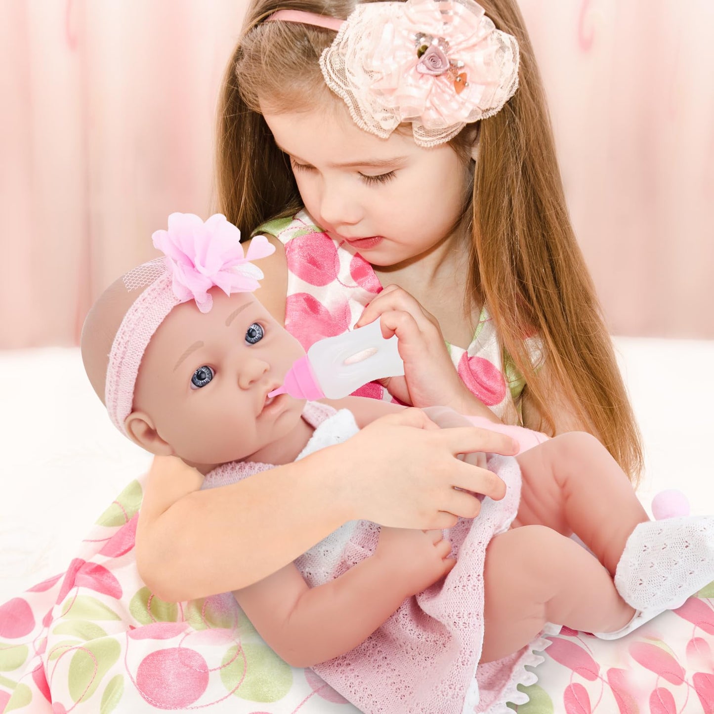 UNICORN ELEMENT 14 Inch Baby Doll-Baby Dolls with 15 Piece Accessories Set, Soft Body Baby Girl Doll, with Bottle & Pacifier, Clothes and Hats, Gift Box for Toddlers Ages 3 4 5