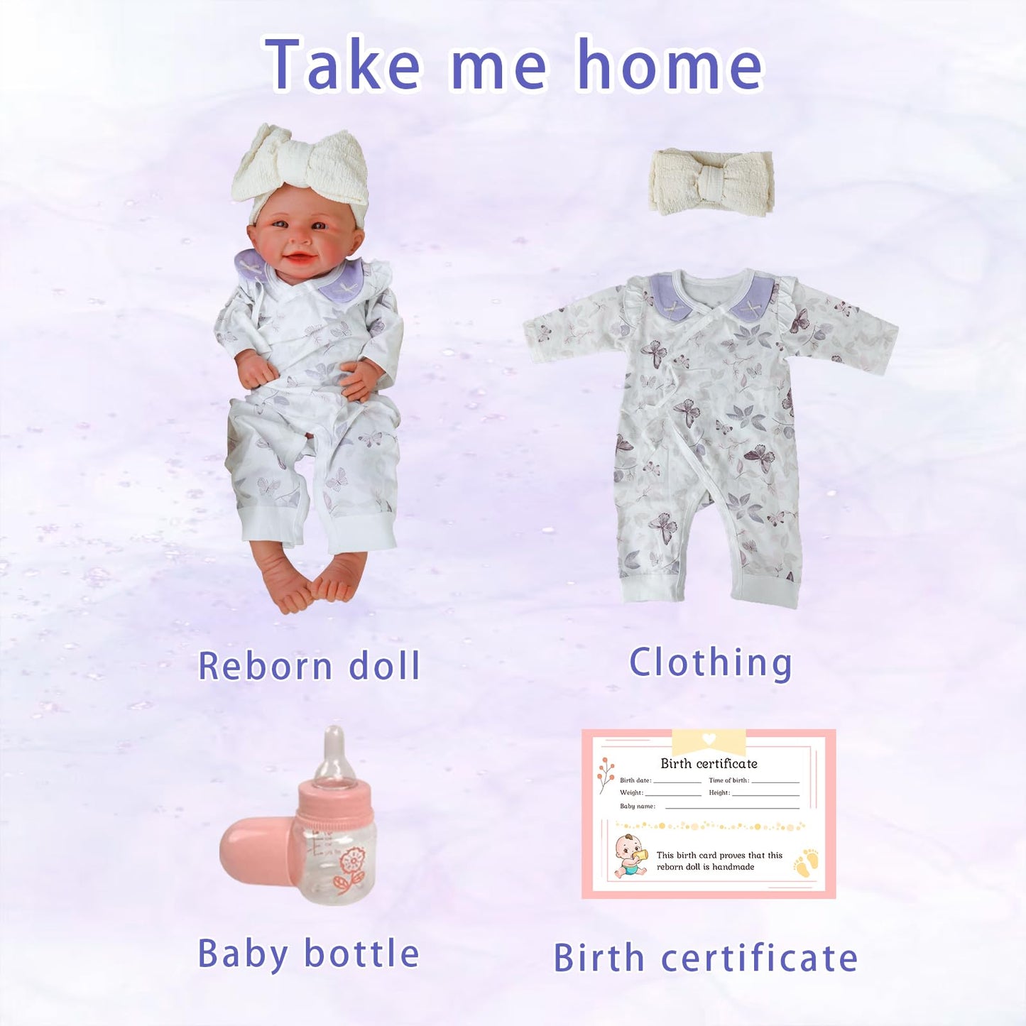 Reborn Baby Dolls Silicone Full Body -18.5 Inch Lifelike Baby Doll Girl Not Vinyl,Hand Painted Realistic Smiling Newborn Baby Doll Gift for Kids 3+ & Collectors