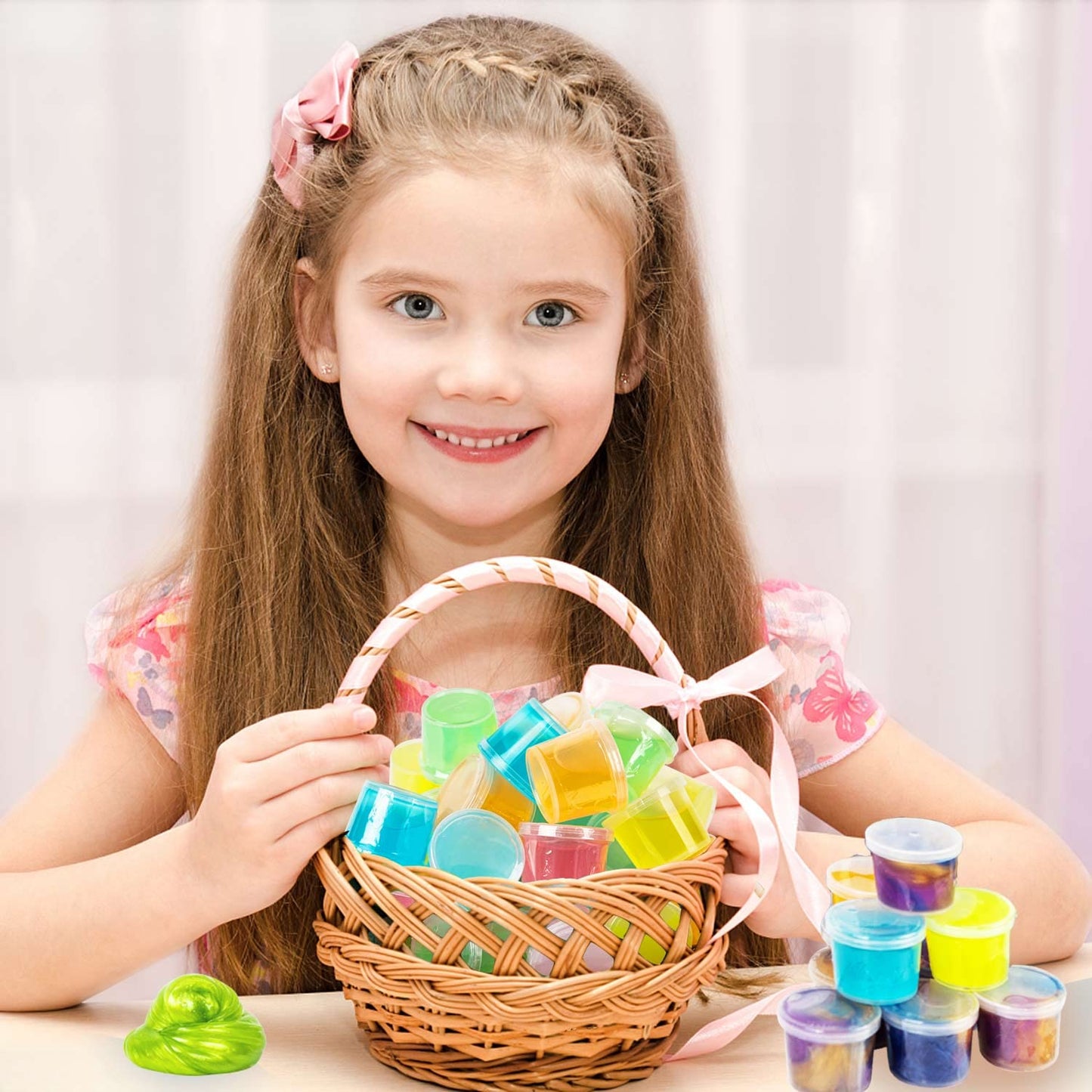 60 Pack Galaxy Slime Pack, Including Glow in The Dark Slime 30 Pack and Galaxy Color 30 Pack, Super Soft and Stretchy Slime Toy for Kids Valentine, Birthday, Classroom Prizes, Goodies Bag Stuffer.