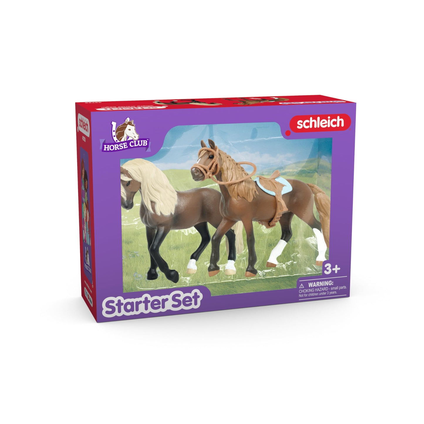Schleich Horse Club 4-Piece Paso Peruano Horse Toy Set with Paso Peruano Mare, Stallion and Saddle with Bridle