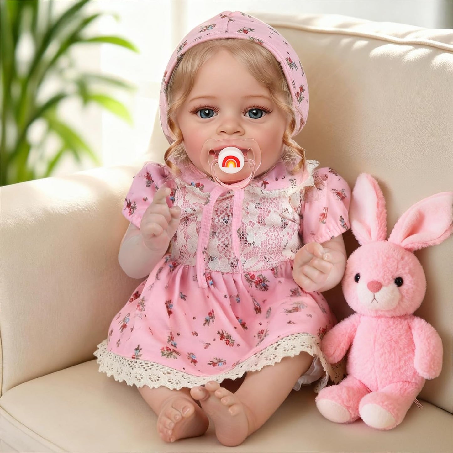 CHAREX Realistic Reborn Baby Doll Girl – 20 Inch Lifelike Real Life Handmade Newborn Toddler, Soft Cuddly Weighted for Pretend & Creative Playtime, with Blond Hair Accessories Gift Set for Kids Age 3+