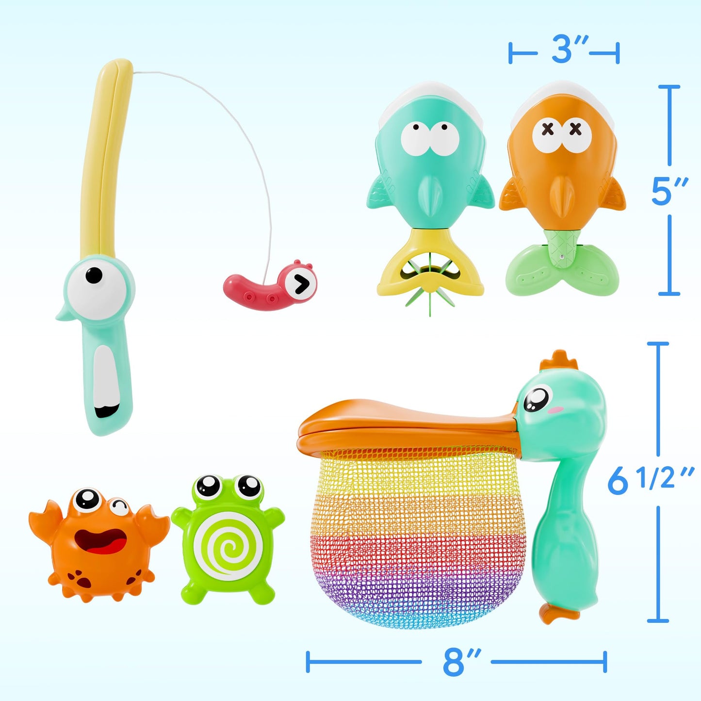 iPlay, iLearn Baby Fishing Bath Toy, Toddler Bathtub Magnetic Fishing Game W/Pole Net Fish Water Squirt Animal, Kid Shower Bathtime for Pool Play, Birthday Gift 6 12 18 Month 1 2 3 Year Old Boys Girls