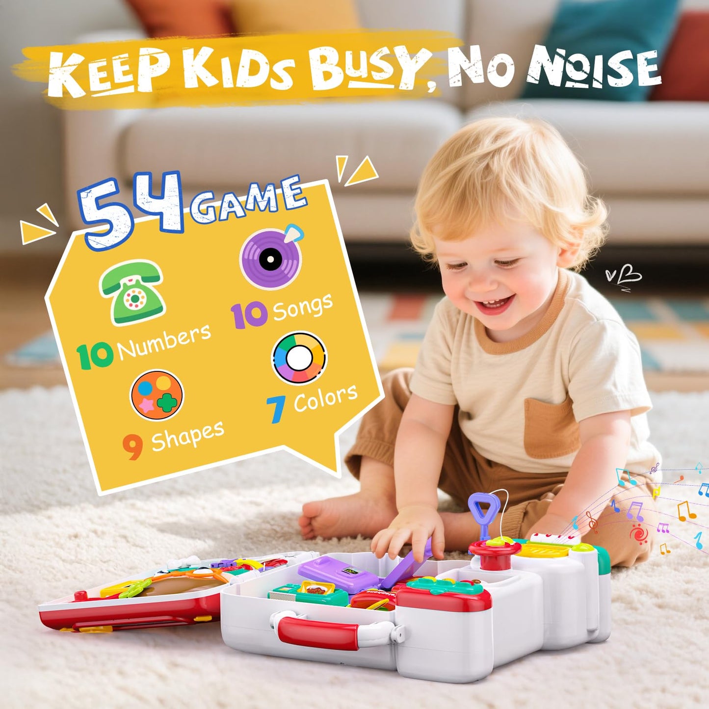 Montessori Busy Board Toys for 1 Year Old Boy, 1 Year Old Boy Birthday Gift, 54-in-1 English & Spanish Baby Busy Board Montessori Toys, Ideals 1st Birthday Gifts Boy, 1 Year Old Boy Toys Gifts
