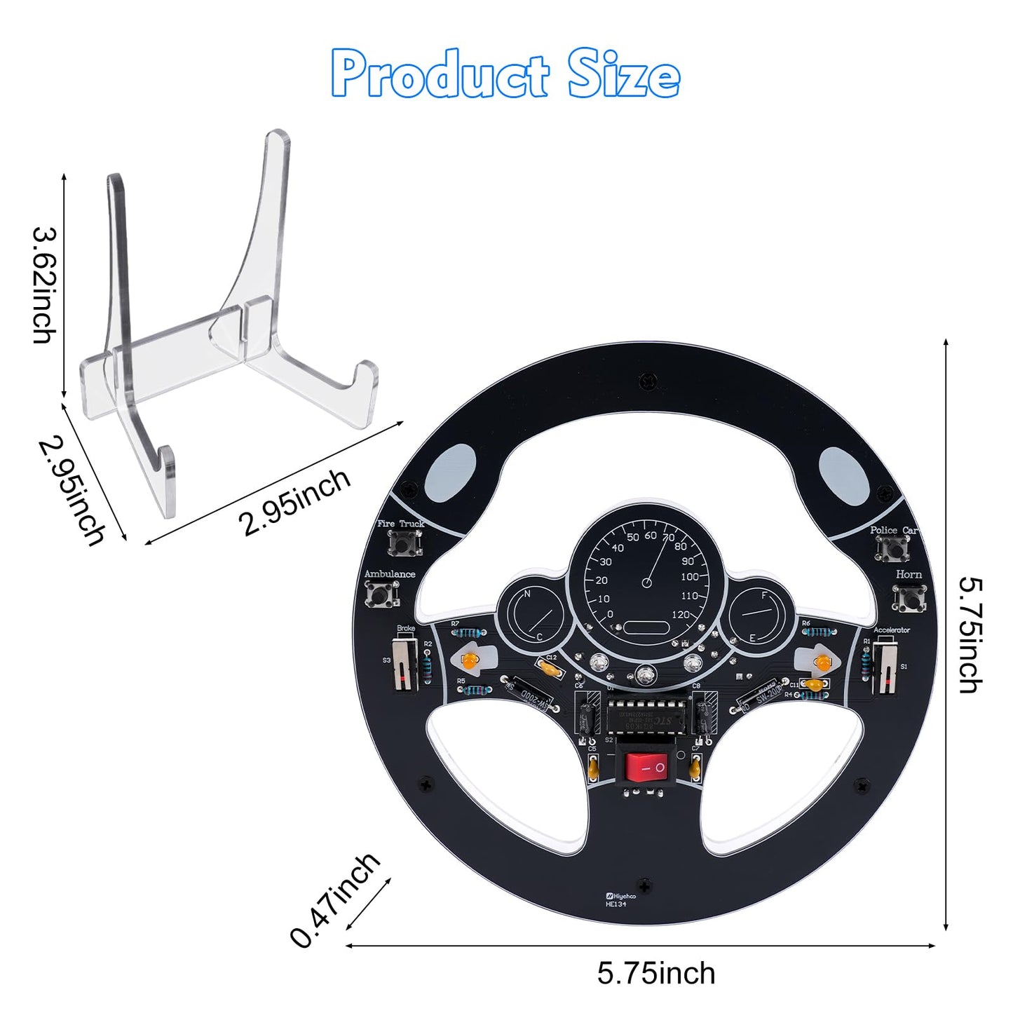 MIOYOOW DIY Steering Wheel Simulation Soldering Practice Kit, STEM Electronics Solder Project Car Wheel Simulator Circuit Board Soldering Kit for Home & School Learning