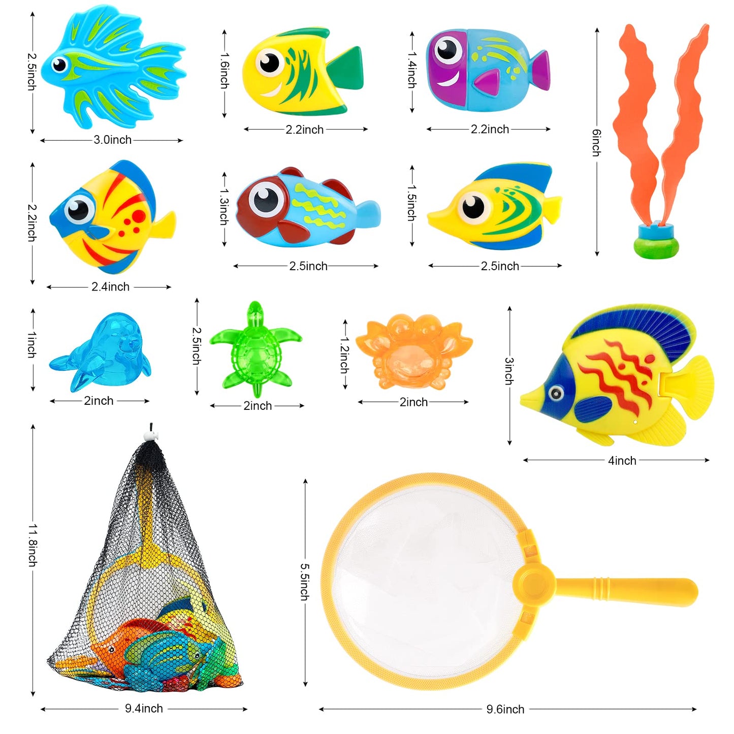 Korlon Tec 23 Pcs Pool Toys for Kids, Bath Toys Dive and Grab Fishing Game Set, Diving Toys for Summer Pool Swimming Bath Time