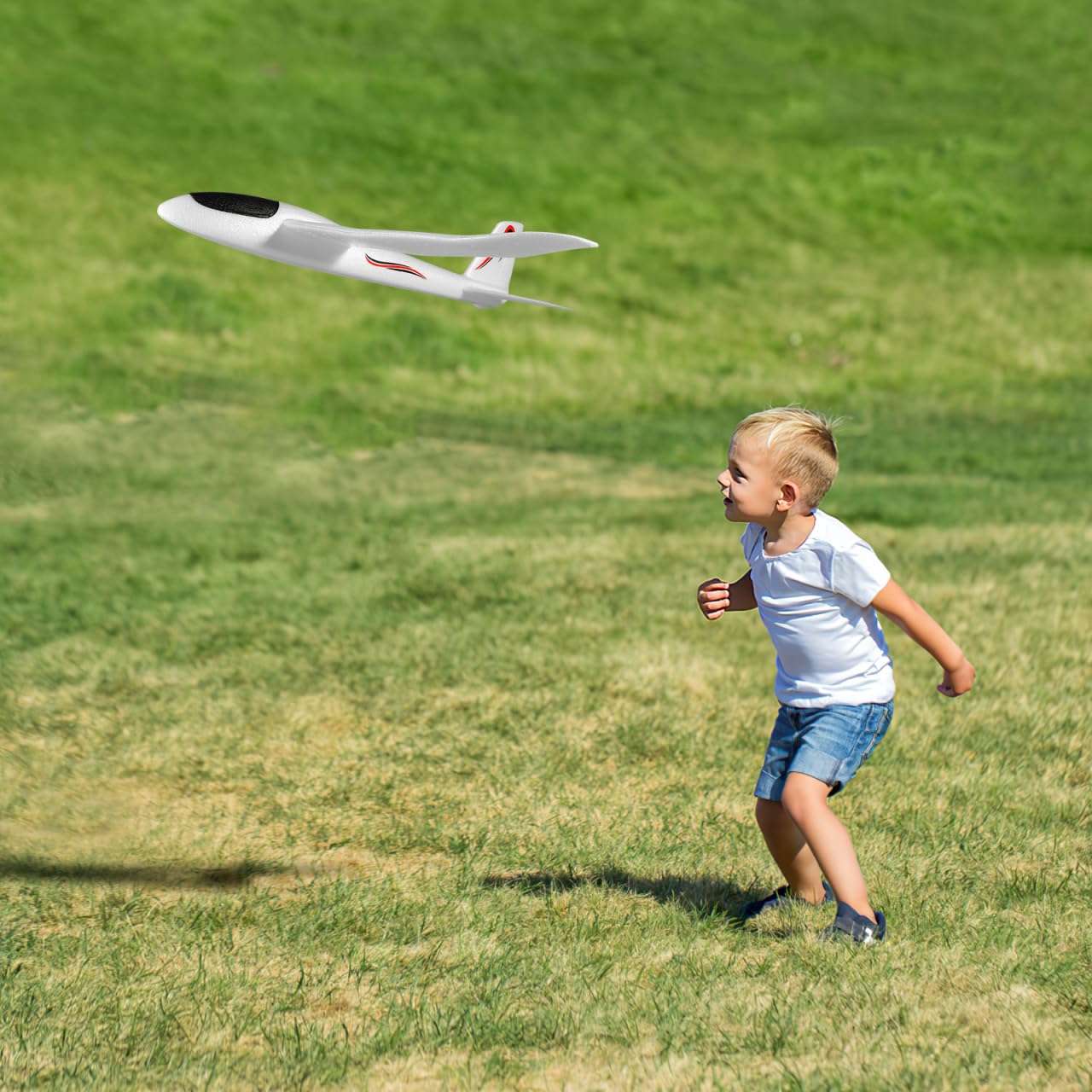 Toyvian Foam Airplanes: 39 Inch Large Foam Airplanes for Kids, Throwing Glider Plane, 2 Flight Mode Glider Toy for Kids Boys Girls Birthday Party Favors Outdoor Games