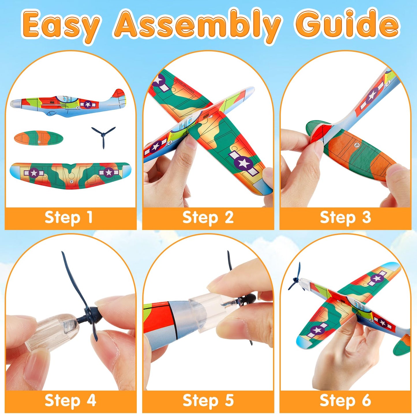 CACASO 36 Pack Foam Airplane Toys for Kids, Glider Planes for Boys & Girls, Birthday Party Favors, Outdoor Flying Toy, Mini Airplanes Classroom Prize Exchange Gift, Carnival Prize
