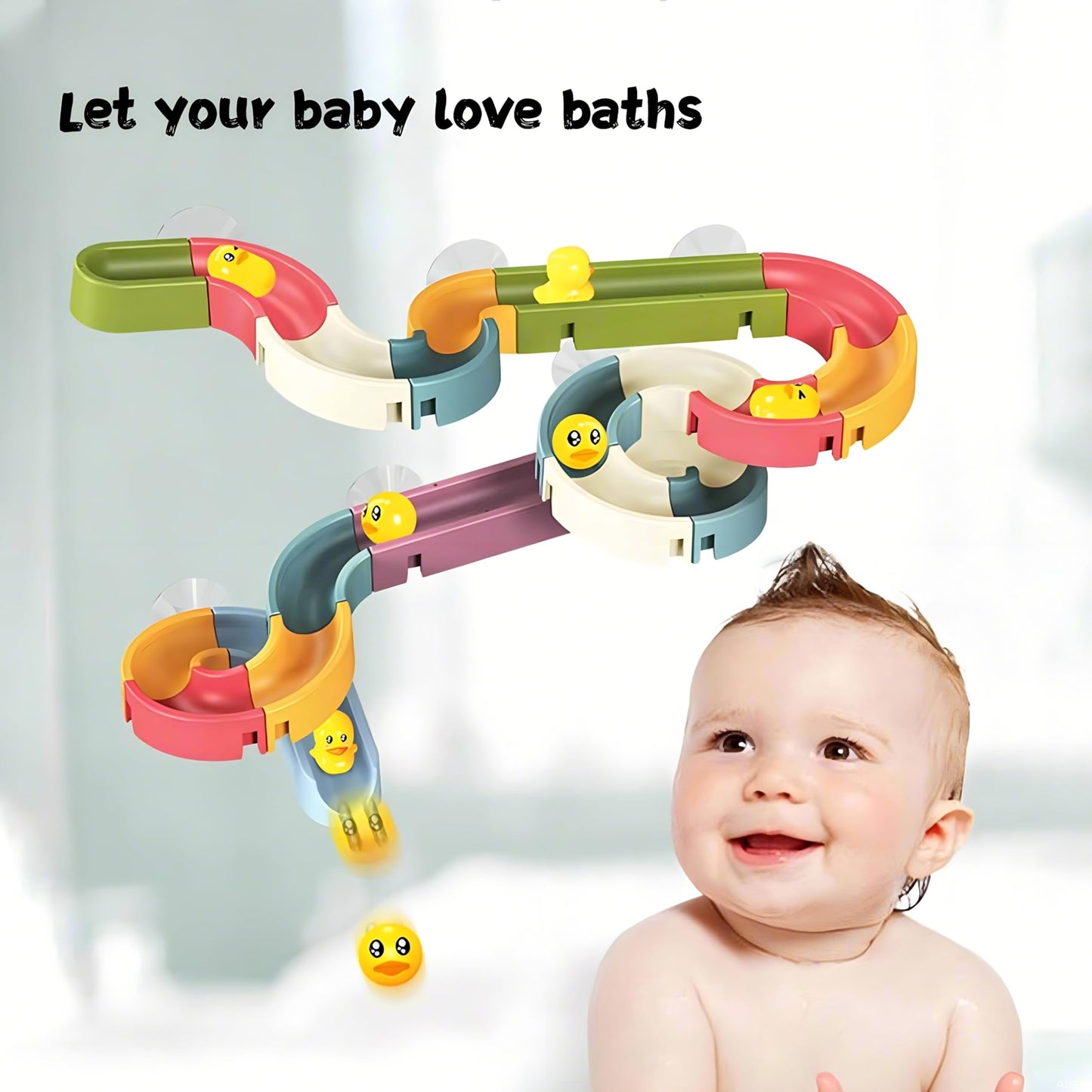 62 PCS Toddler Bath Toys for Kids Ages 3-5 4-8,Large Fun DIY Suction Cup Bathtub Mold Free Shower Toy Set,Duck Slide Building Game Toys for Ages 3 4 5 6 7 8 Year Old,Birthday Gift for Baby Boys Girls