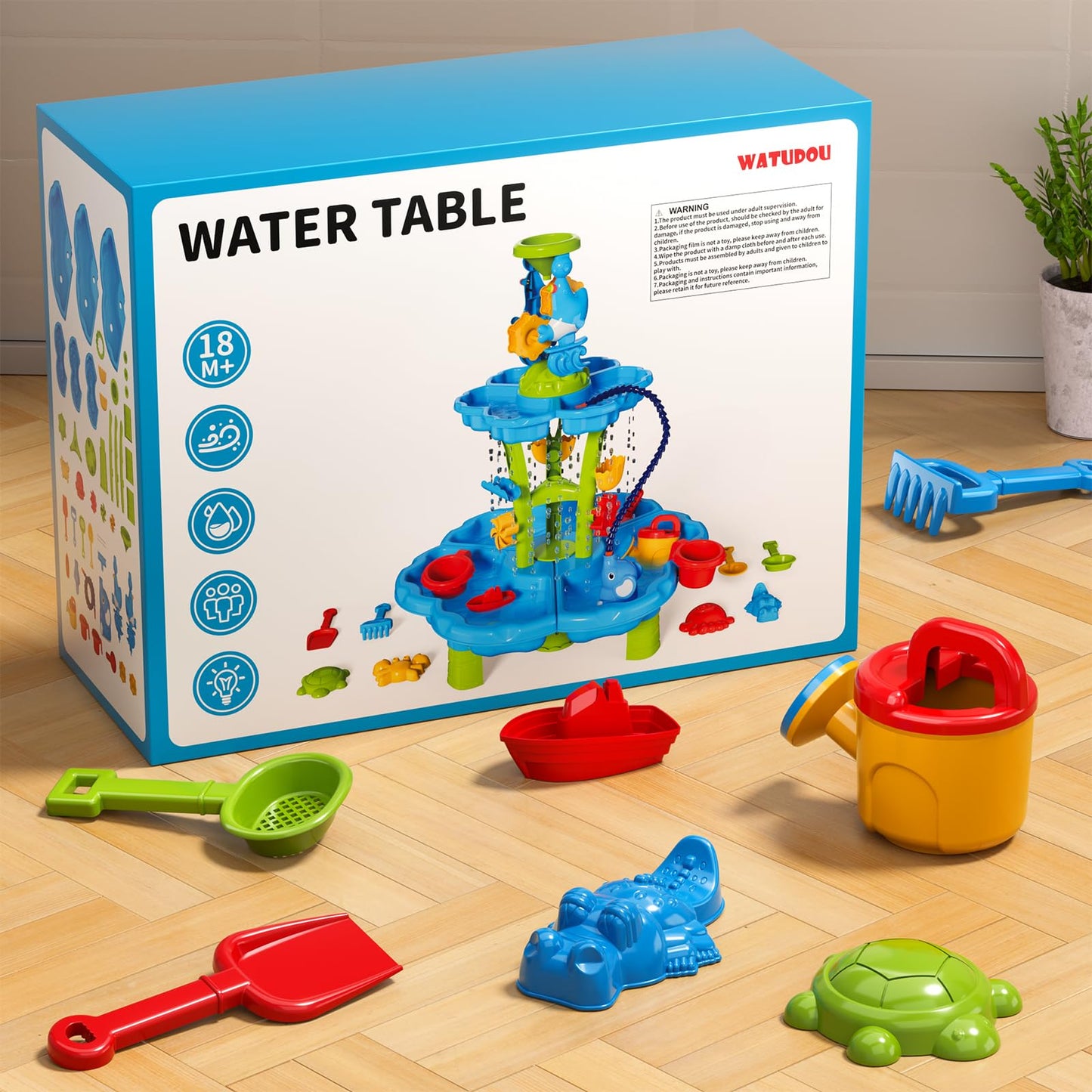 3 in 1 Flower Shape Water Table with Pump for Toddler Kids Ages 3-5 4-8, Summer Outdoor Toys Kids Beach Toys Water Play Sensory Table, Birthday Party Gifts for Toddler Boys Girls Ages 3 4 5 6 7 8
