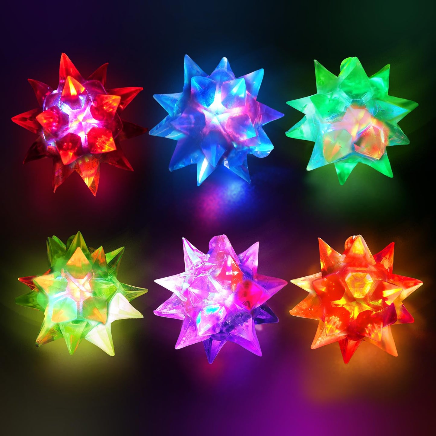 HONLYNE 48PCS Flashing Crystal Star Necklaces, Glow Necklaces Bulk Light up Party Favors, LED Glow in The Dark Party Favors for Kids Adults Birthday Glow Party Rave Halloween Goodie Bags Filler