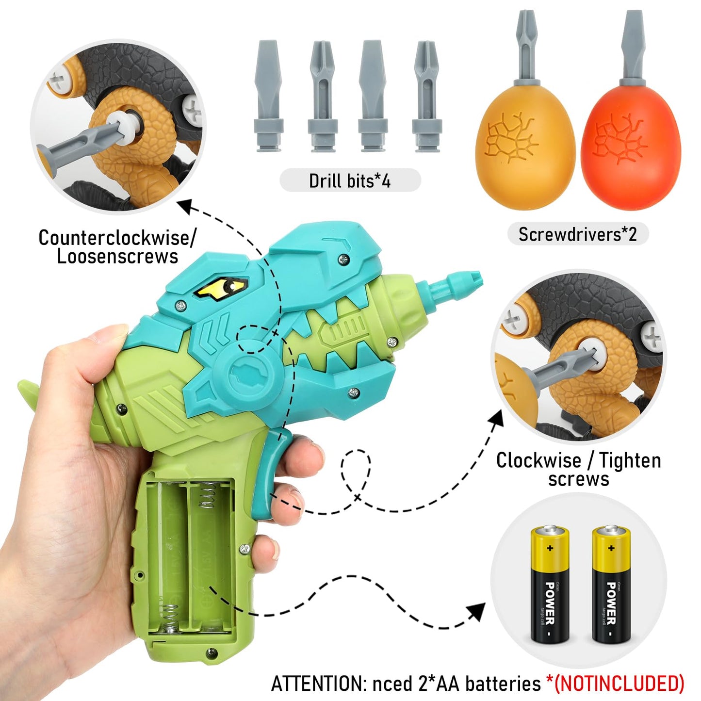 NORYOSE Dinosaur Toys for 3, 4, 5, 6, 7, 8 Year Old Boys, Kids Take Apart Toys with Electric Drill STEM Construction Building Educational, Party Christmas Birthday Gifts for Boys Girls