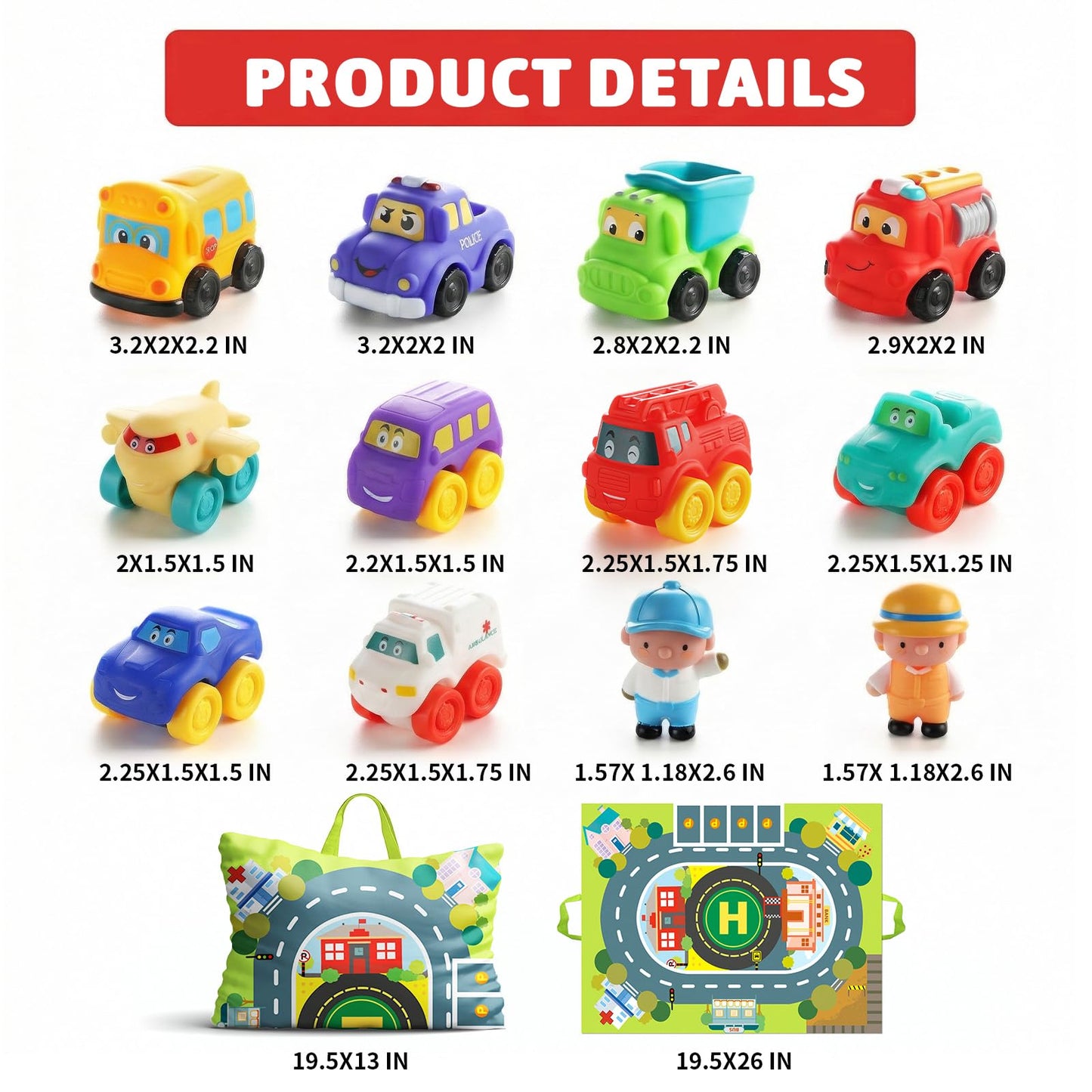 ALASOU 12 PCS Soft Rubber Car Toys for 1 Year Old Boy with Playmat/Storage Bag|Baby Toys 1 Year Old Boy Gifts for Toddler Toys 1-2|1st Birthday Gift for Infant 12 18 Months