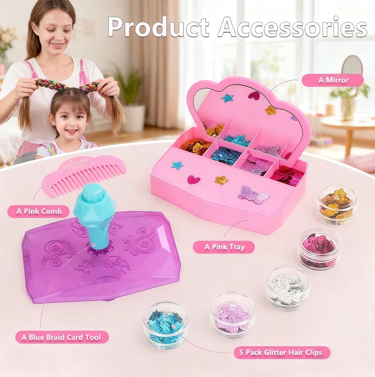 WDFXLWT Hair Gem Stamper Kit – Sparkling Jewels Hair DIY Art for Girls, Glitter Diamond Styling Tools Hair with 330+ Reusable Sequins, Fun Craft & Party Gift for Ages 3-12