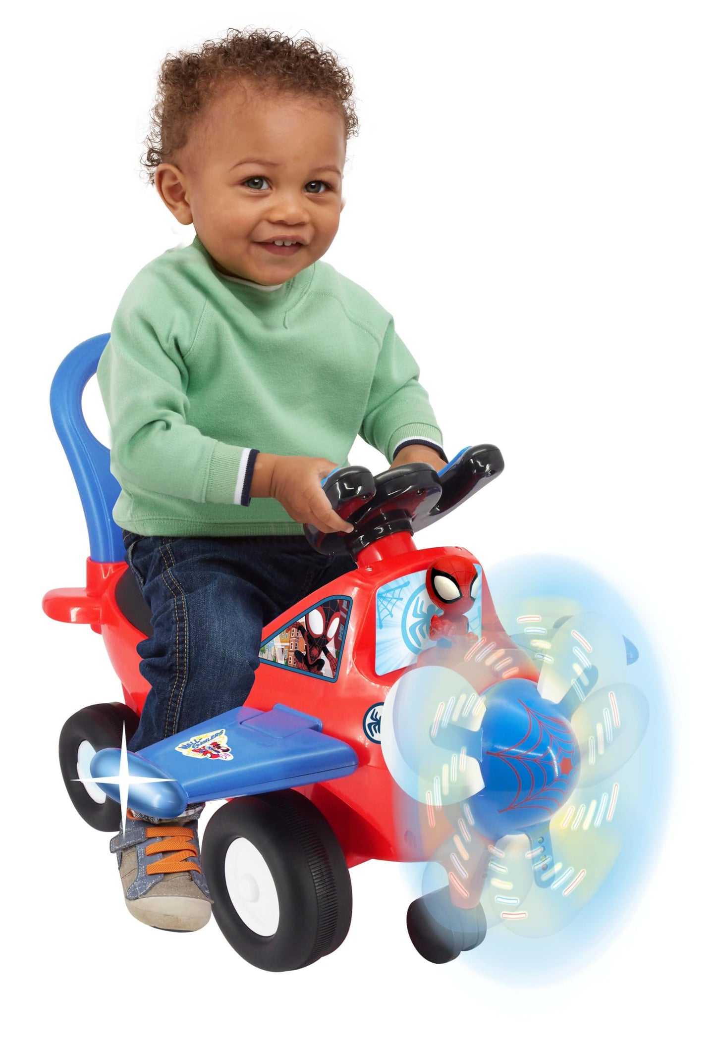 Kiddieland Spidey Lights & Sounds Activity Plane for Toddlers, Interactive Toy Airplane with Flashing Propeller, Engine Effects, Durable Safe Design, Ages 12–36 Months