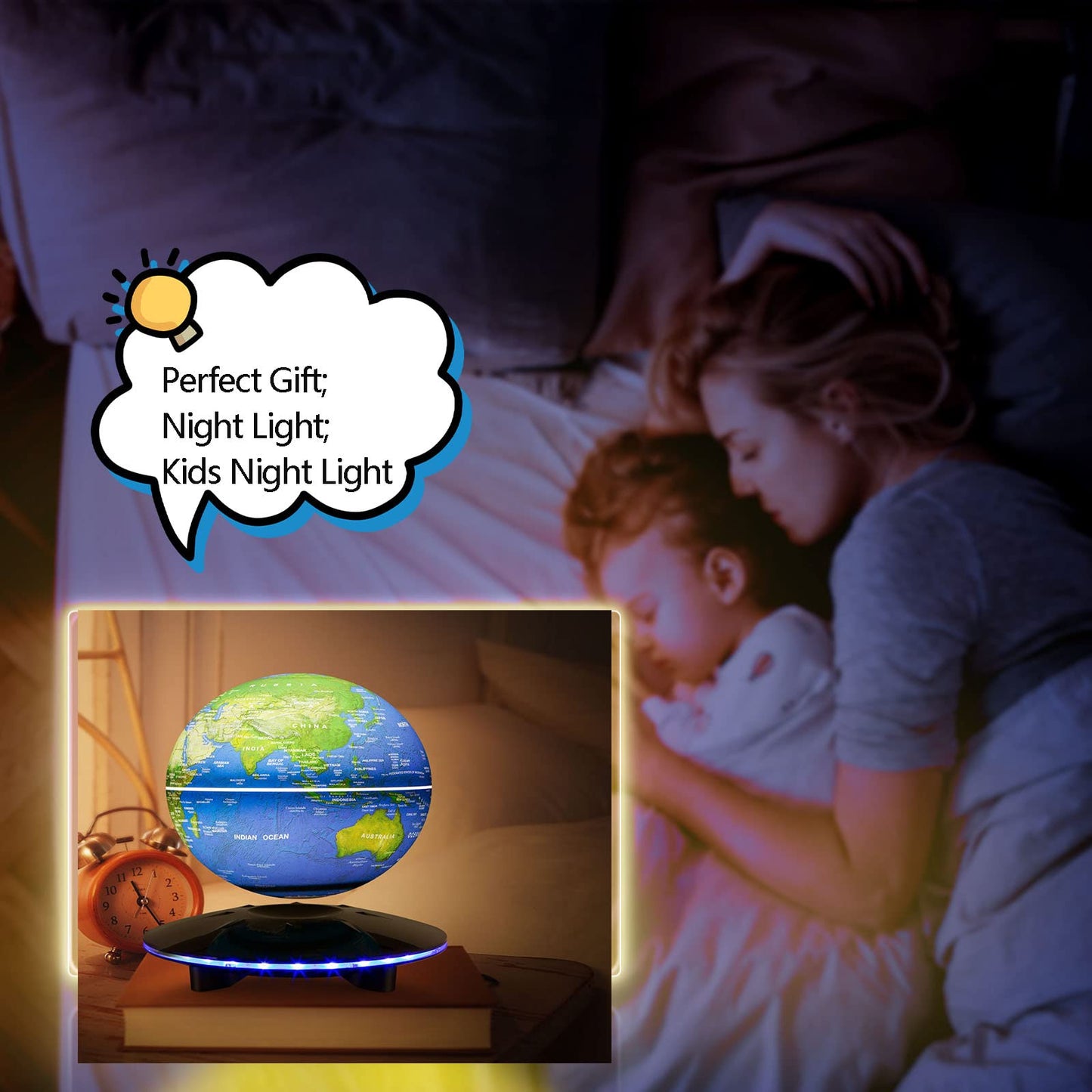 Magnetic Levitation Globe, Levitation Globe with LED Lights; Office Home Art Desktop ; Great for your decorative gifts.