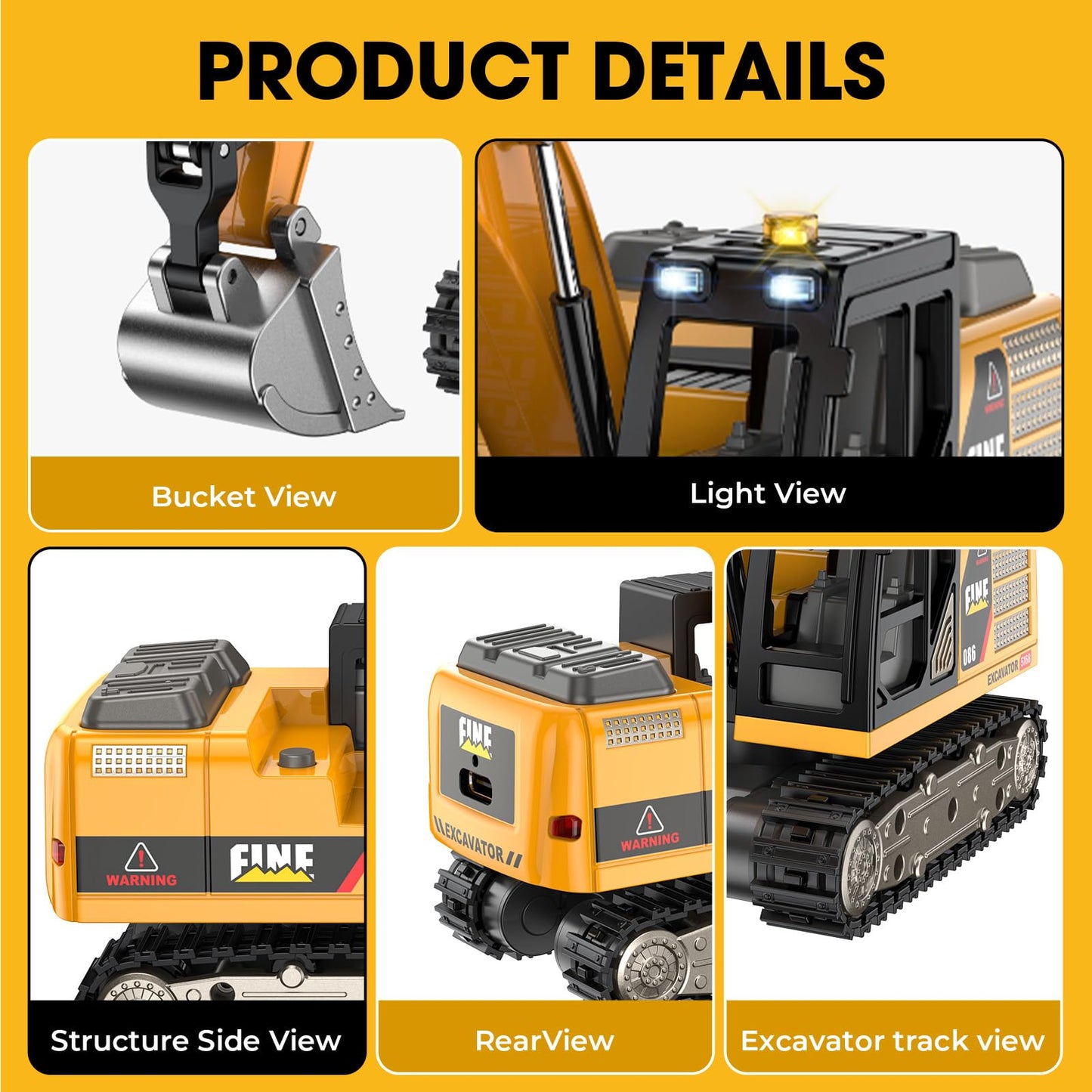 DAOGU Remote Control Excavator Toy,1:64 mini RC Construction Vehicle Toys, STEM Tools for Learning Programming for Boys 3 4 5 6 7 8-12 Year Old Kids Christmas Birthday Gift (mini Excavator)
