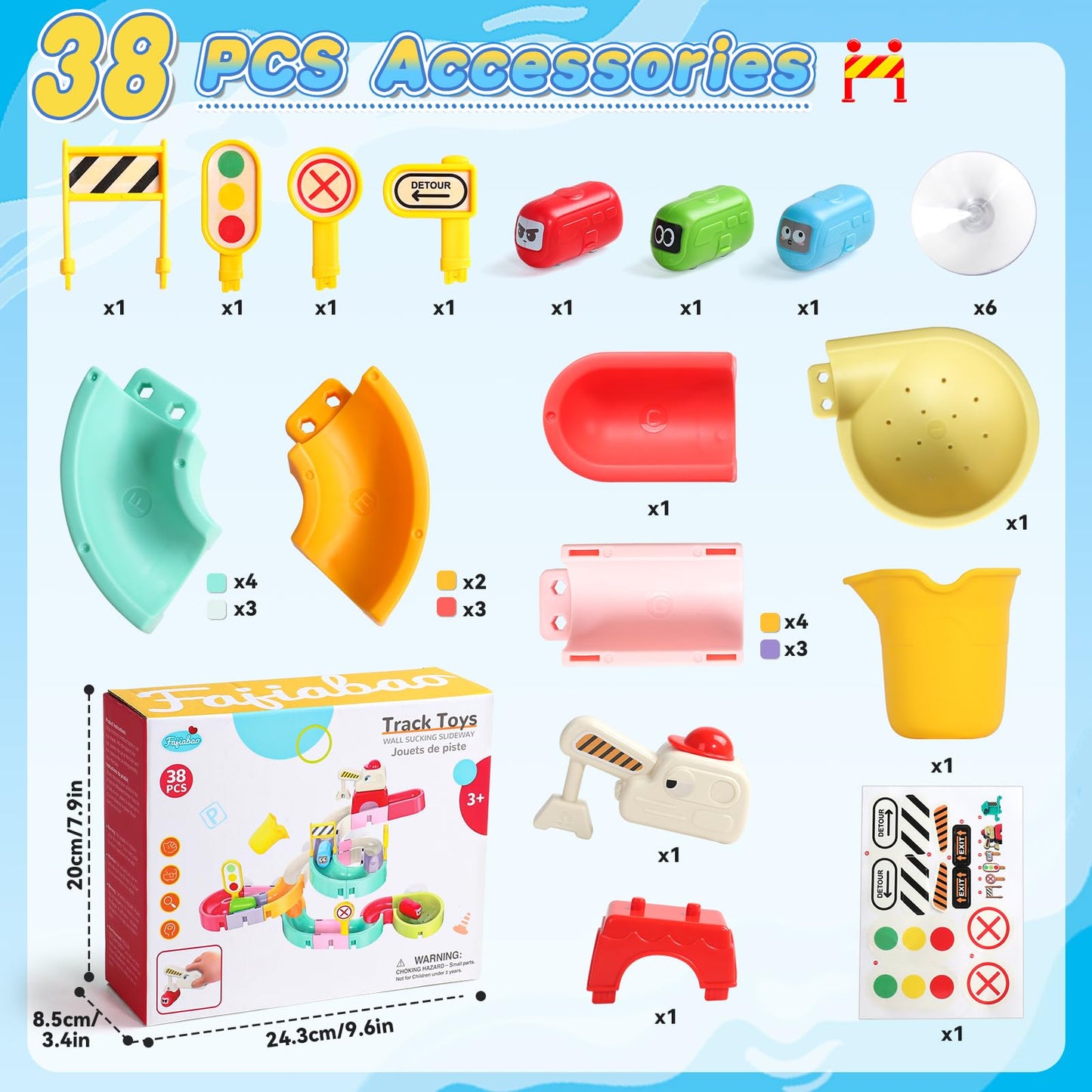 Kids Bath Toys for Kids Ages 4-8 3-5 with Magnetic Car Bath Toys Mold Free & DIY Slides Tracks Bathtub Shower Toys Birthday Gifts for Toddlers 2-4 5 6 7 8 Year Old Boys Girls (38 PCS)
