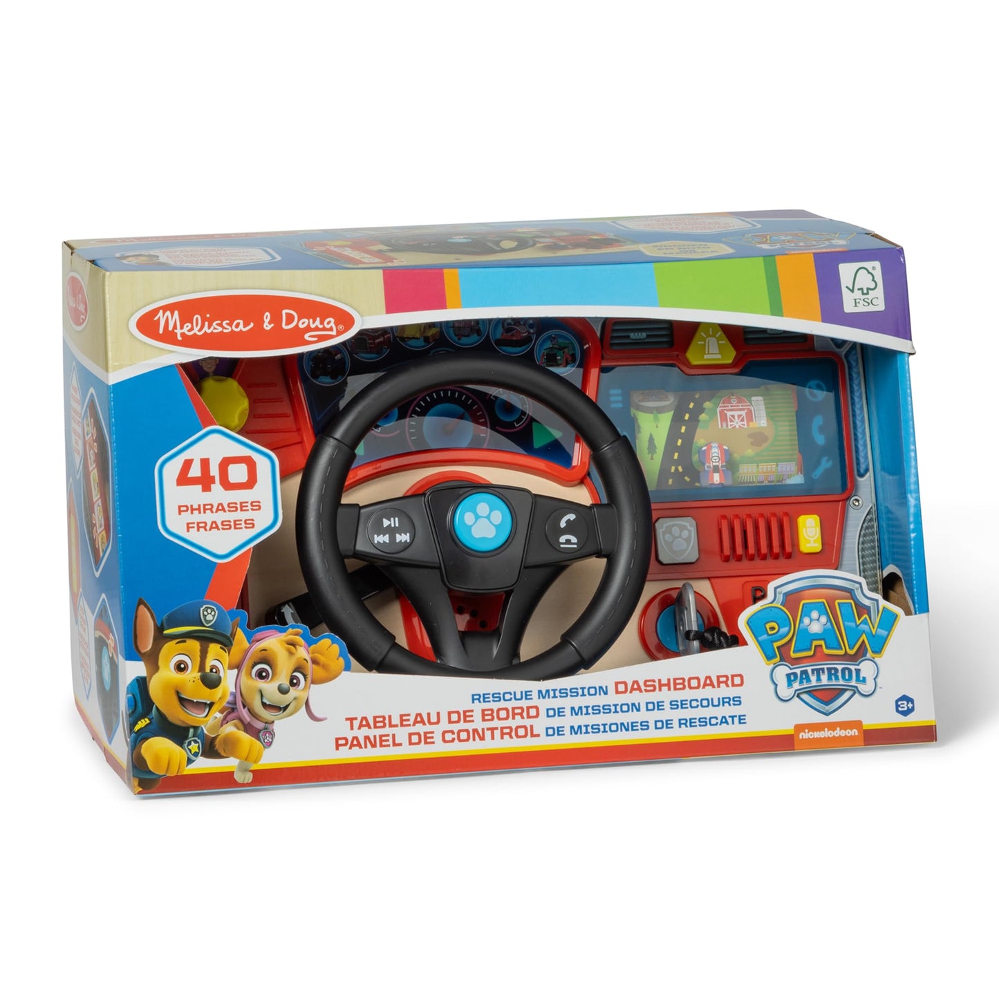 Melissa & Doug PAW Patrol Rescue Mission Wooden Dashboard Kids Activity Board, Toddler Sensory Toys, Pretend Play Driving Toy, PAW Patrol Toys for Kids Ages 3+