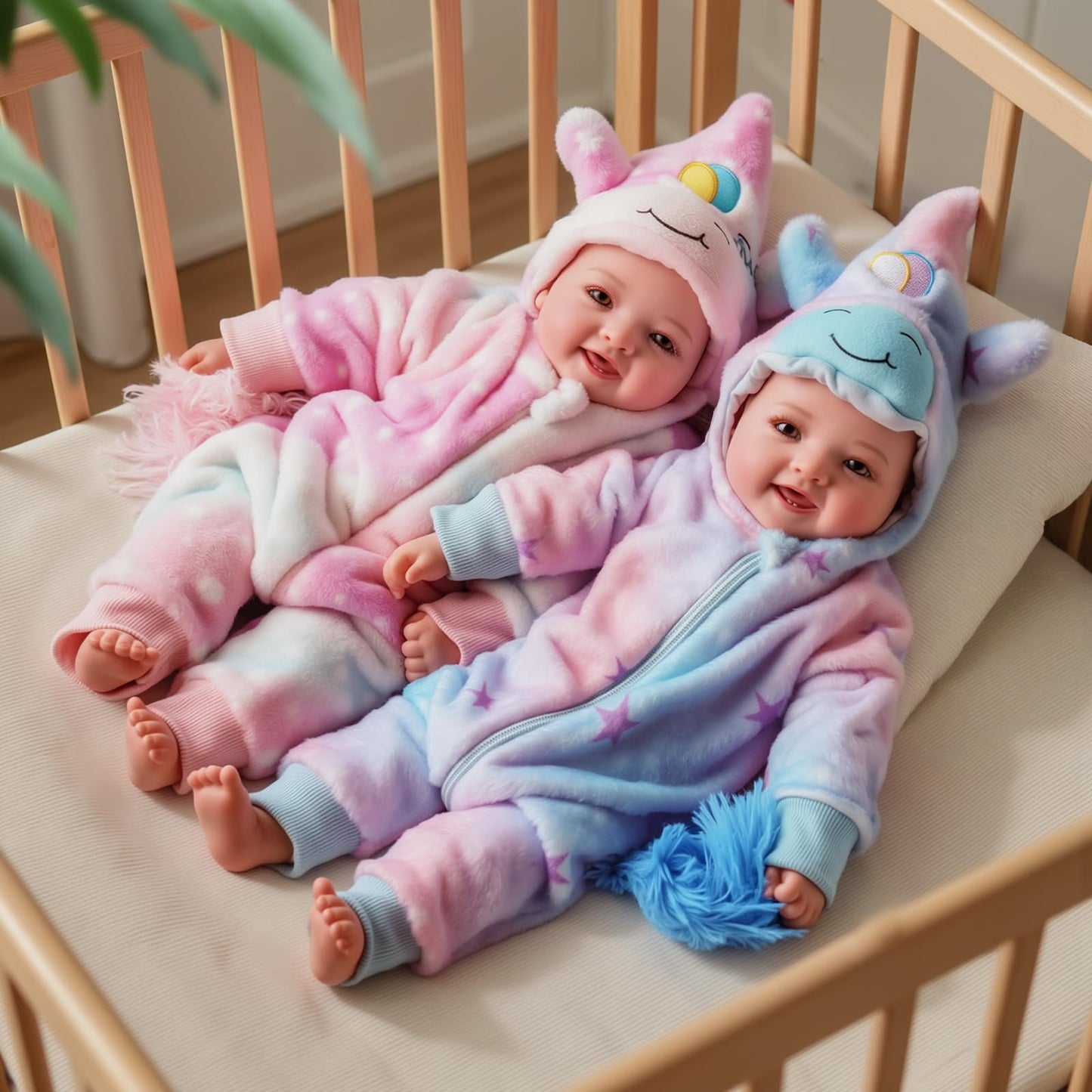 BABESIDE Baby Dolls Twins - 17'' Cute Soft Body Realistic Newborn Twin Dolls Real Life Baby Girl and Boy with Accessories Kids Age 3+ Year Old Gifts, Pretend Play, Collection