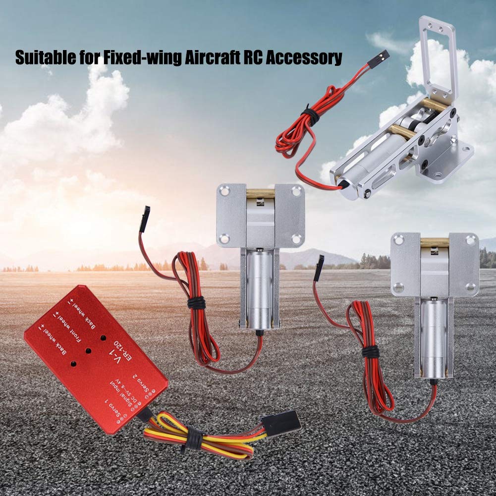 equlup JP Hobby ER-120 Electric Retractable Landing Gear, 27x80x22mm/1.1x3.1x0.9in Alloy Electric Retractable Controller for Fixed Wing Aircraft RC Accessory (Retractable Base + Controller)