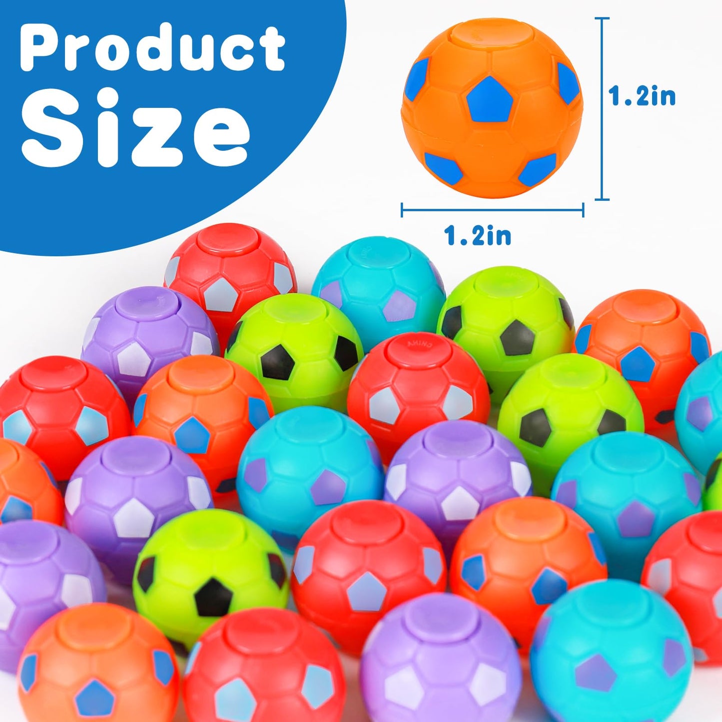 Thremhoo 32PCS Fidget Spinner Soccer Balls Party Favors Bulk for Kids 4-8 8-12 Goodie Treat Bag Stuffers Classroom Treasure Toys Carnival Prize Pinata Filler Birthday Trinket End of Year Students Gift