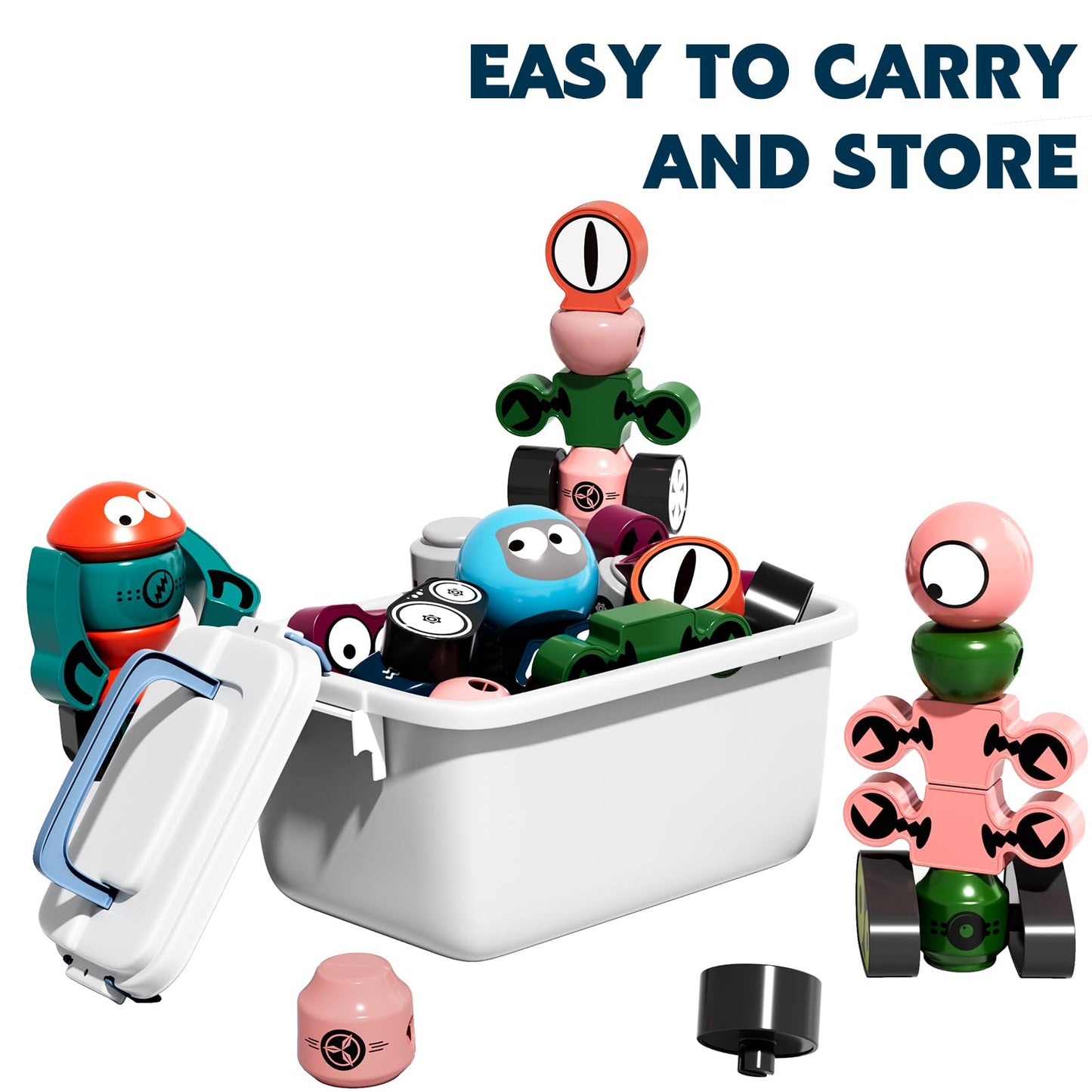 TEMI Magnets Robot Toy for 3 4 5 6 7 Year Old Boys - Transform Toys Planet Magnet Building Toys Stacking for Toddler, Learning Educational Christmas and Birthday Gifts for Kids Ages 3-7