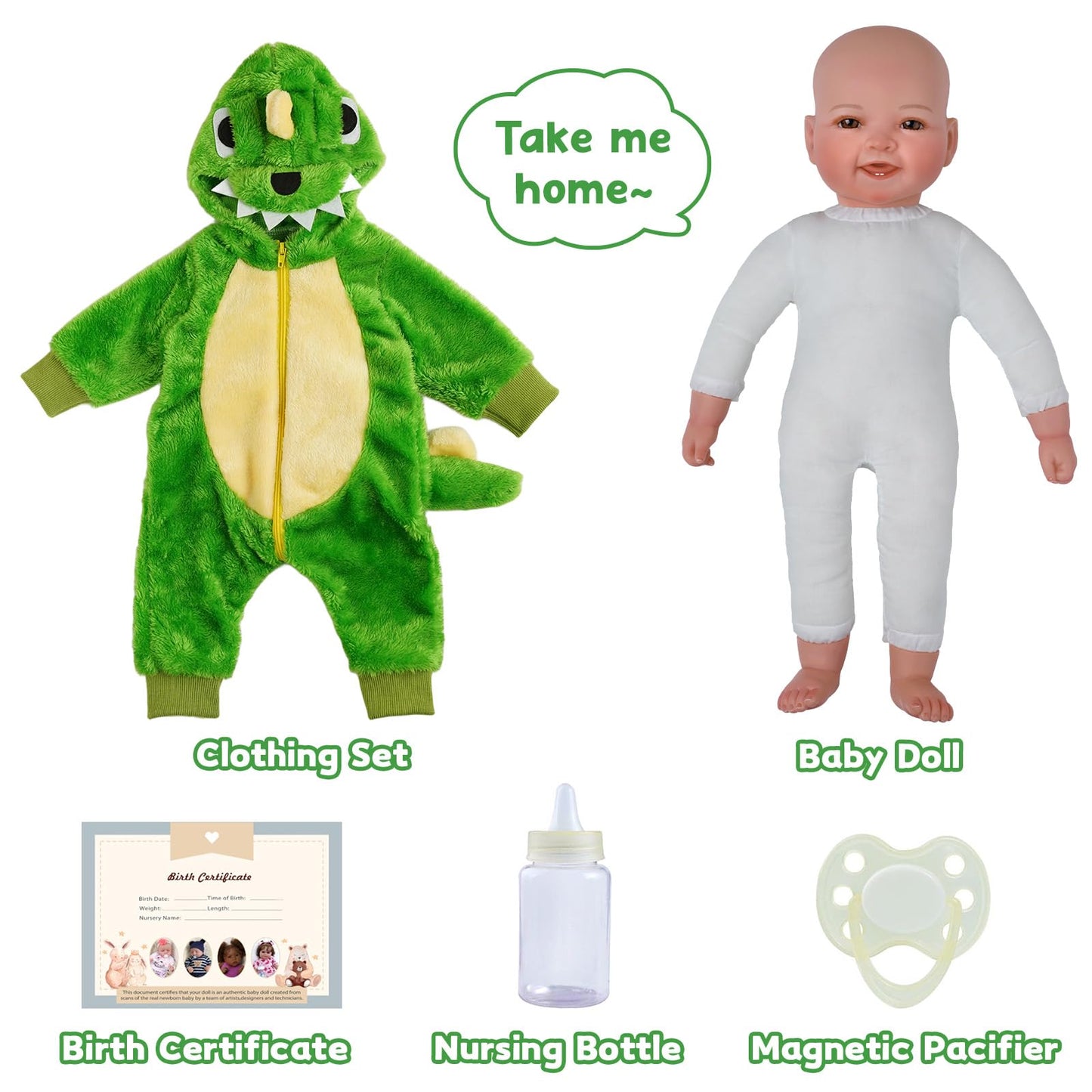BABESIDE Lightweight Baby Doll Set – 15" Realistic Soft Doll for Girls, Easy to Carry & Hug – Pretend Play & Gift