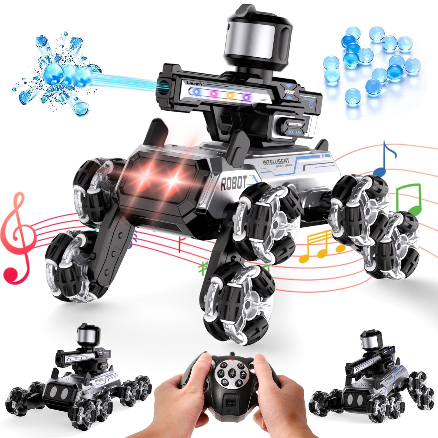 Godboat Robot Dog - Smart Toys for Kids with Music & LED Eyes, 2.4GHZ RC Car, 8-Wheel Stunt, 9+ Lifelike Actions and Water-Shooting, Age 3 4 5 6 7 8 Year Old Boys Girls Christmas & Birthday Gifts 2026