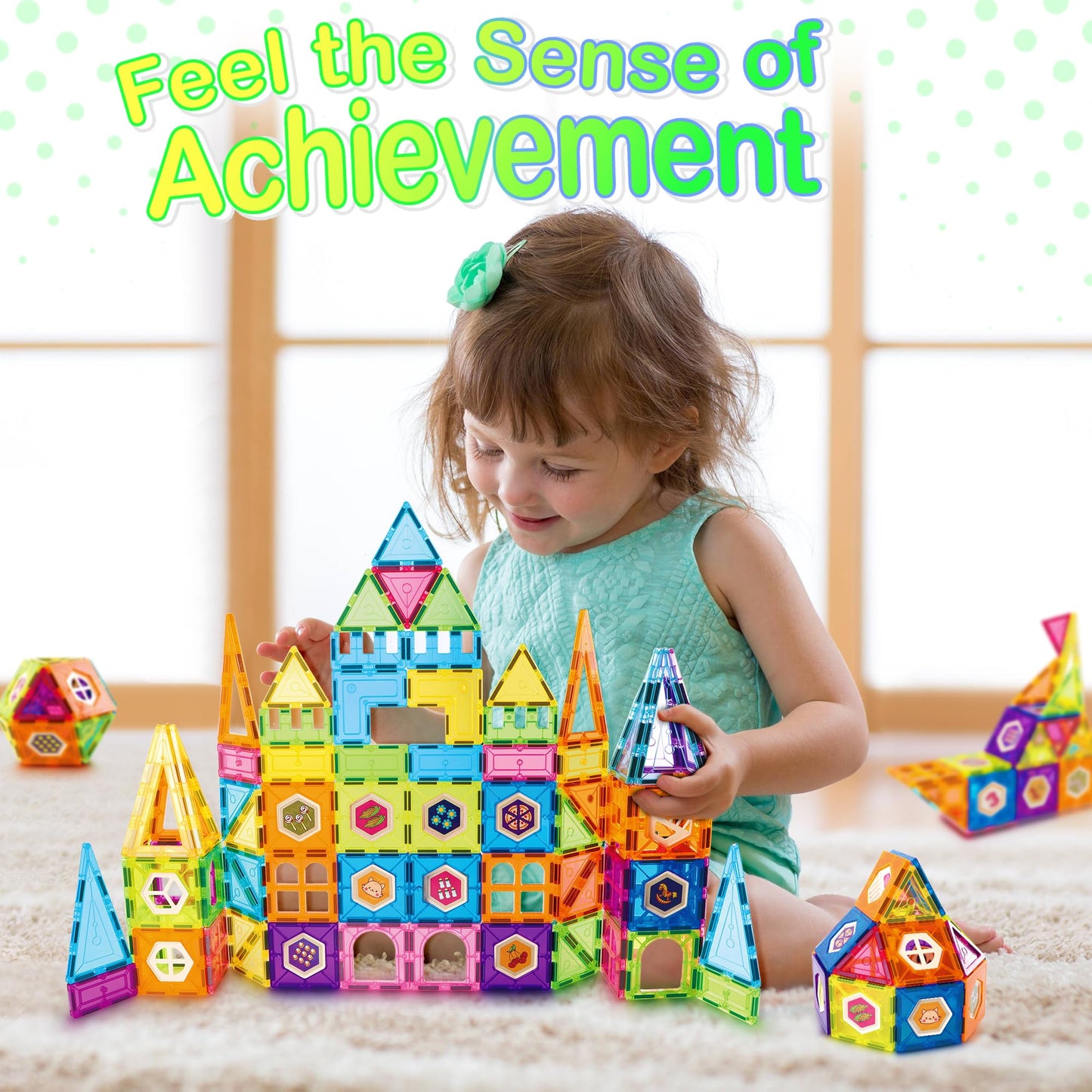 Contixo ST4 Magnetic Tiles - 112 PCs 3D Building Blocks STEM Construction Creativity, Imagination, Recreational, Educational Building Toys for Kids Children Toddler Ages 4-8, Boys and Girls Age 3-5