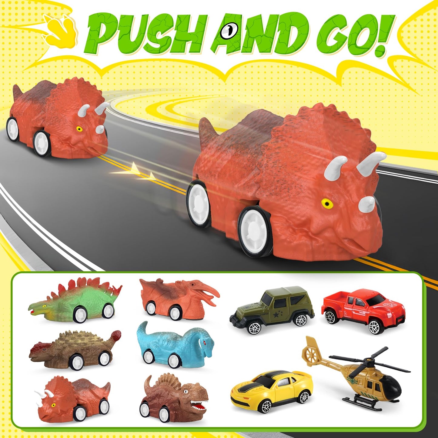 Dinosaur Toys for Kids Age 3-5 5-7, 17 Inch Big Dinosaur Truck with Sounds & Lights & Spray for Boy, Dinosaur Truck Carrier with 10 Mini-Cars, Xmas Birthday Gifts for Toddlers 3 4 5 Year Old