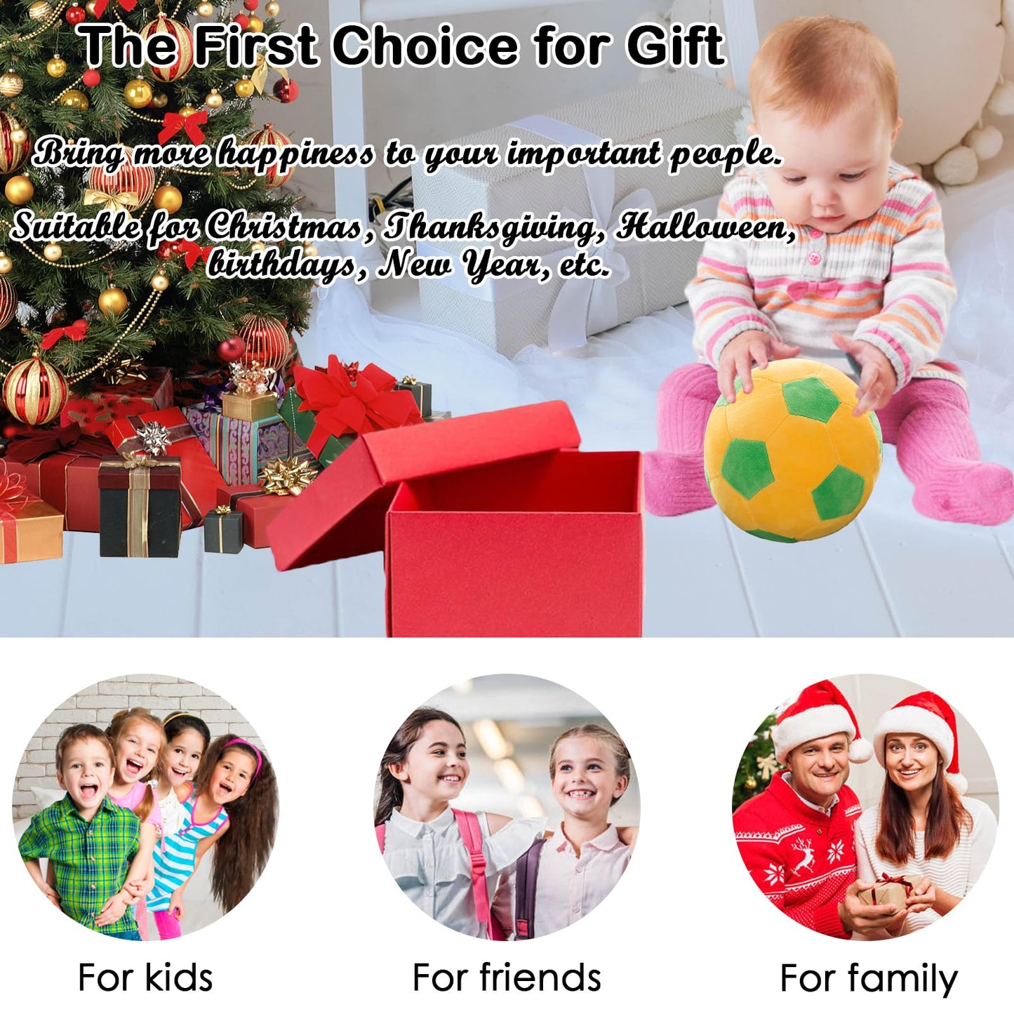 zhidiloveyou 9" Plush Soccer Ball Stuffed Toy, Plush Football Pillow Soccer Gift for Kids, Yellow-Green