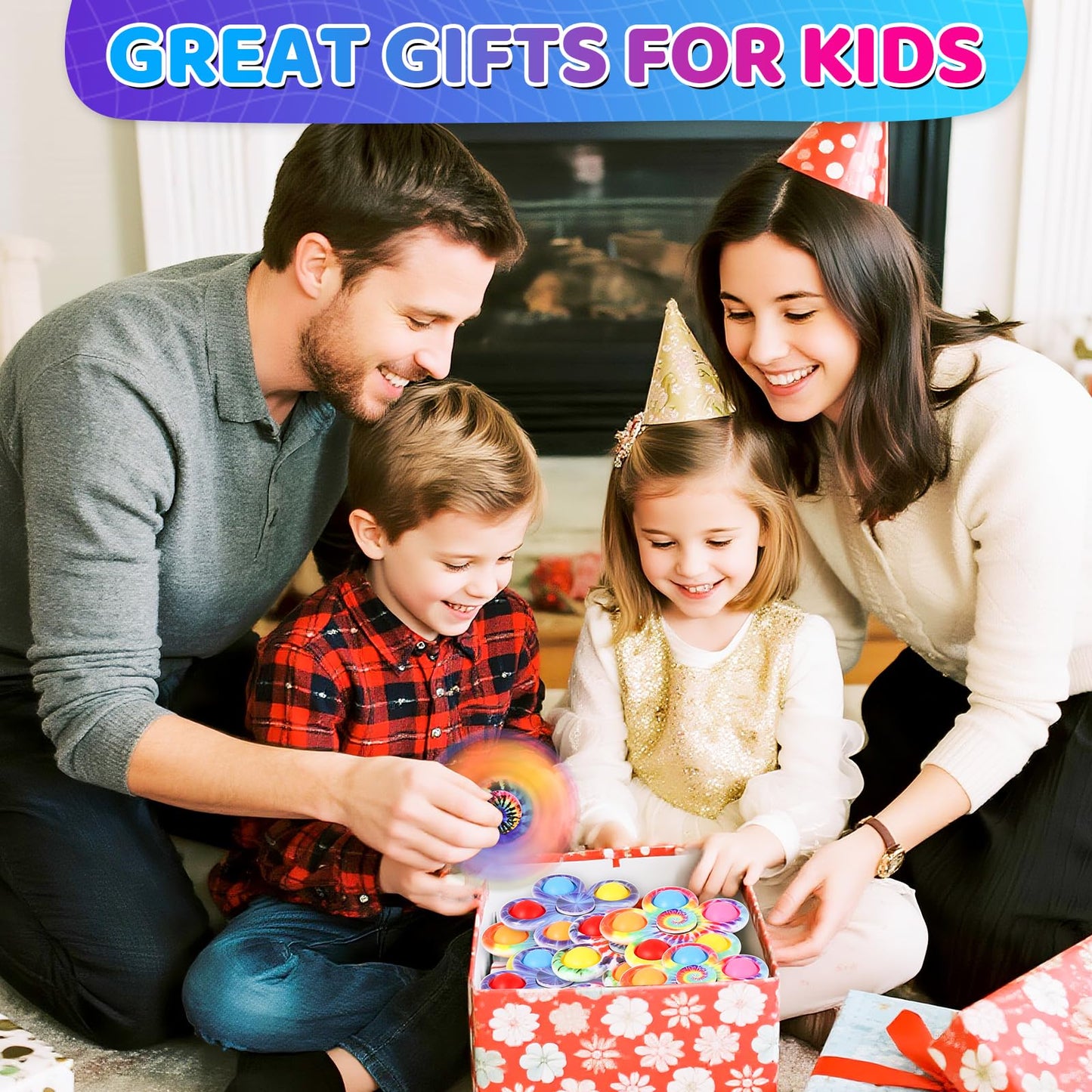 Gigilli Fidget Spinner 9 Pack, Classroom Prize Pop Fidget Spinners for Kids, Sensory Fidget Toys Bulk with Autism, Anxiety Stress Relief Toys, Party Favors Goodie Bag Stuffers Gifts for Kids